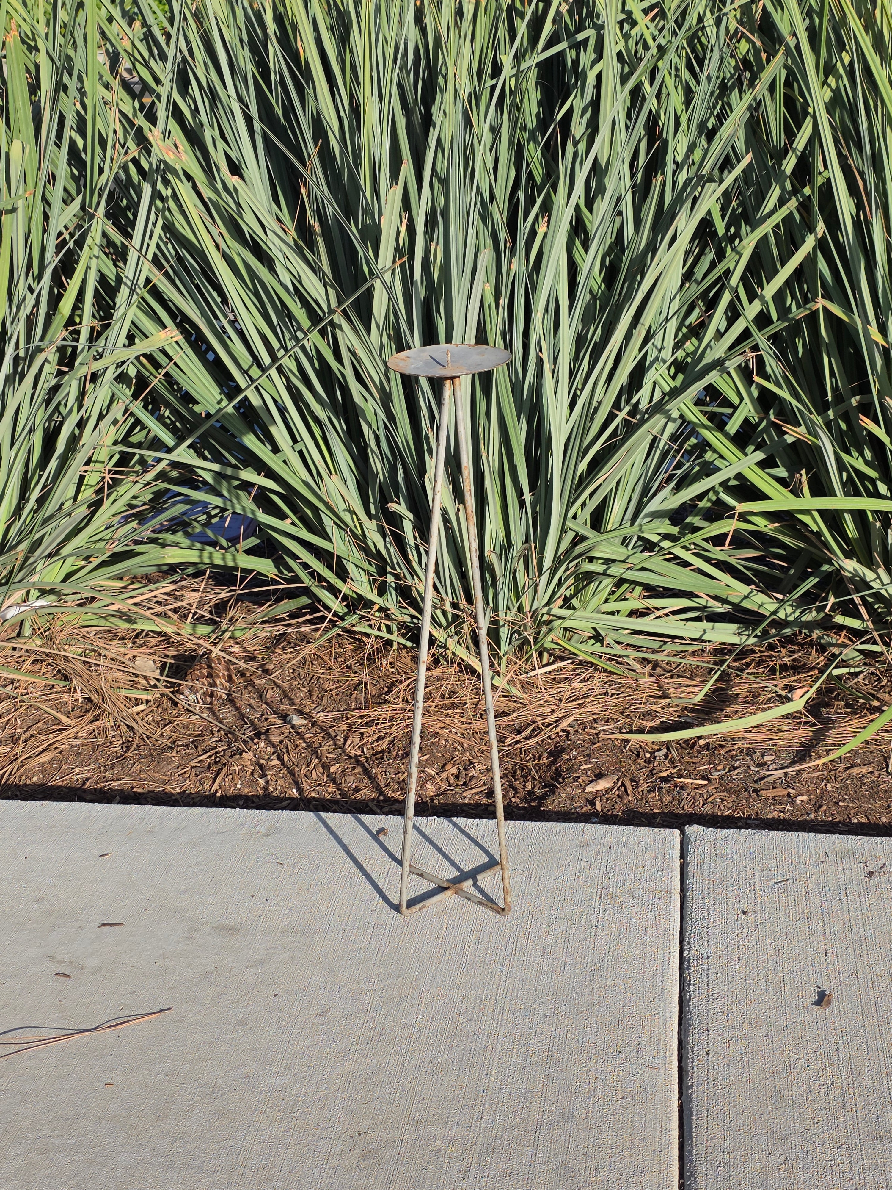 Vintage Mid-Century Modern 4-Leg Iron Pillar Candle Holder Stand 25"H