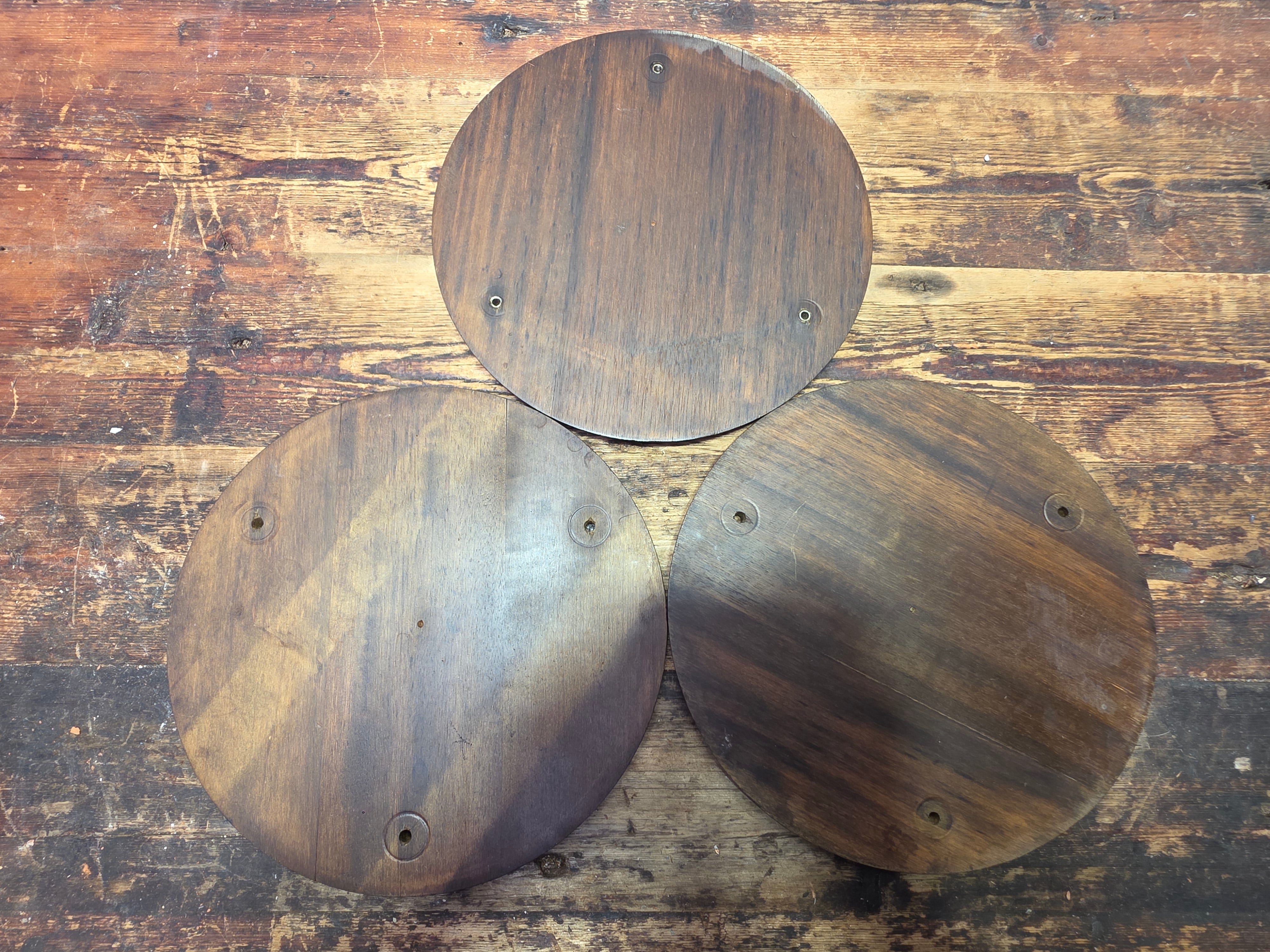 Vintage 3-Tier Turned Wood Plant Stand & Round Side Table (Circa 1960s)