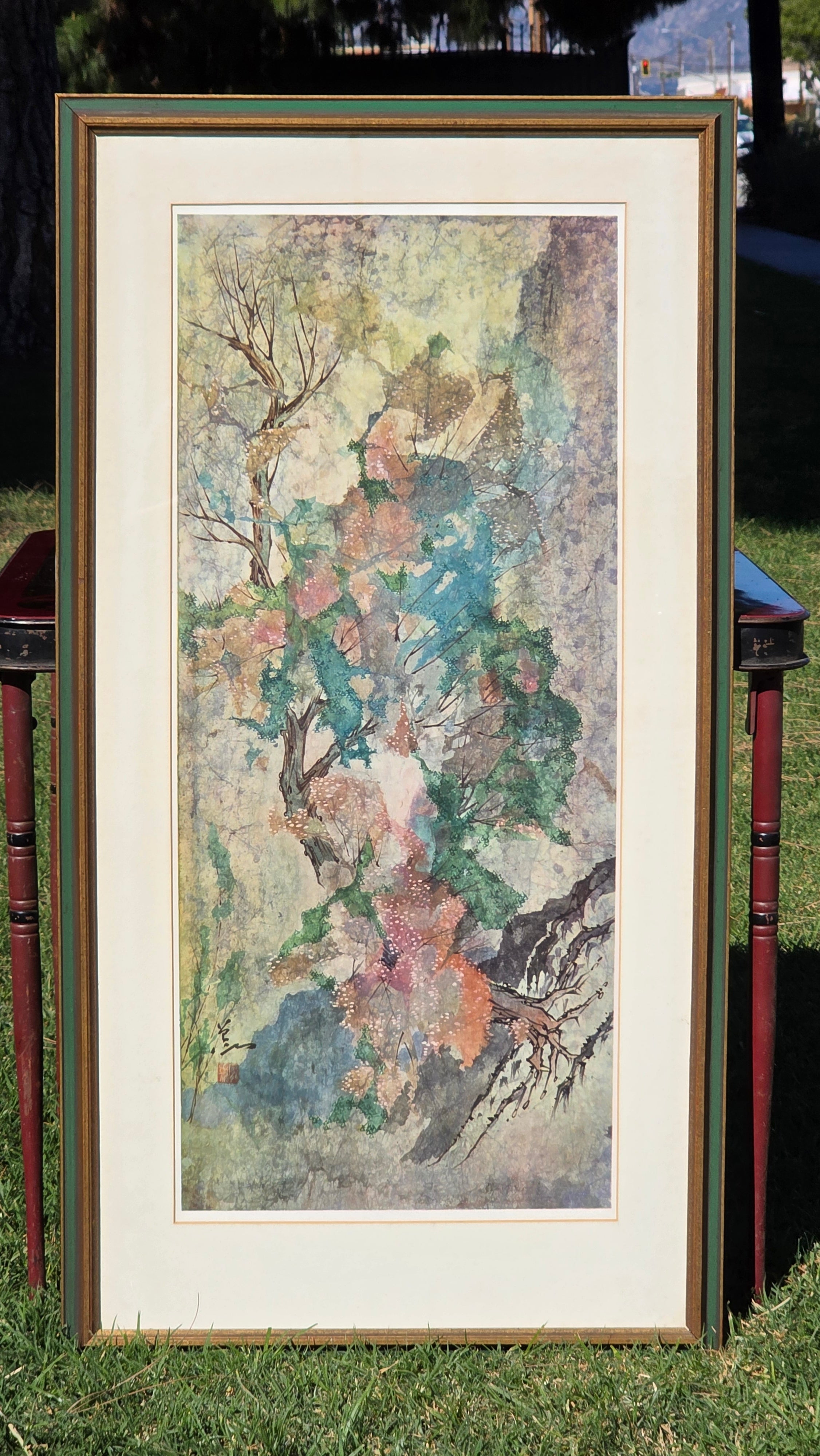 Pang Tseng-Ying "Lone Tree" Large Vintage Framed Art Print