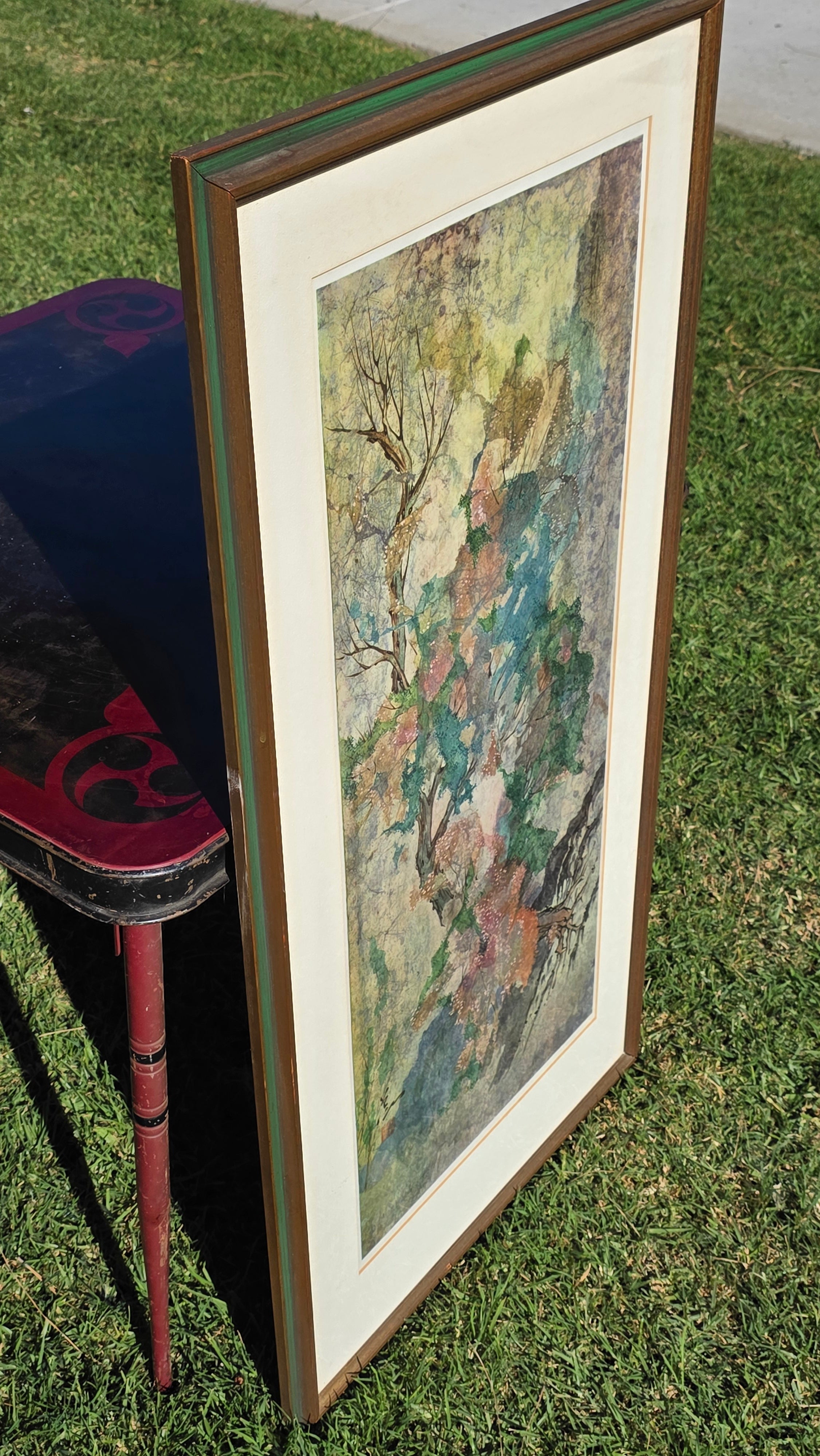 Pang Tseng-Ying "Lone Tree" Large Vintage Framed Art Print