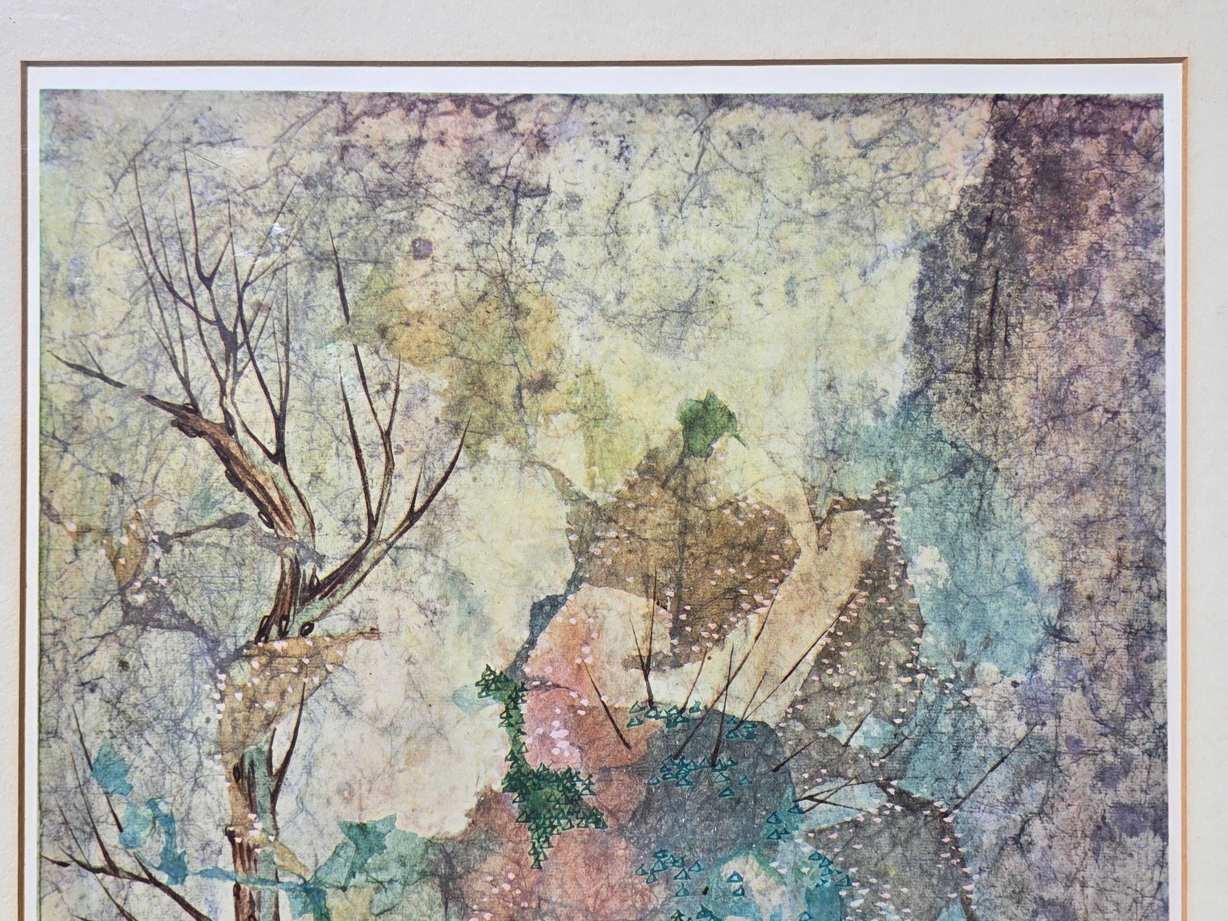 Pang Tseng-Ying "Lone Tree" Large Vintage Framed Art Print