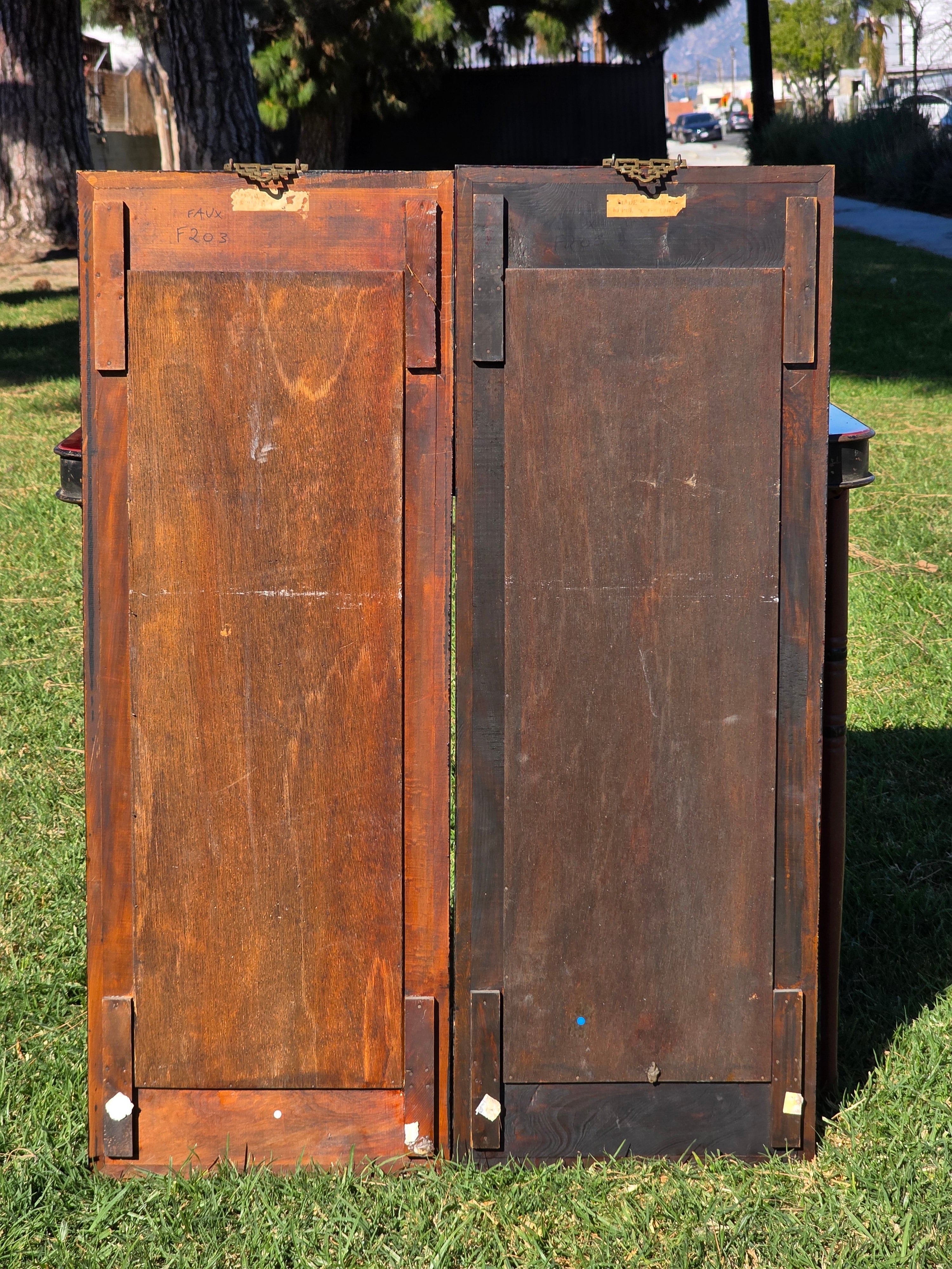 Vintage Pair of Framed 3D Carved Wood Wall Panels - Flowers & Birds