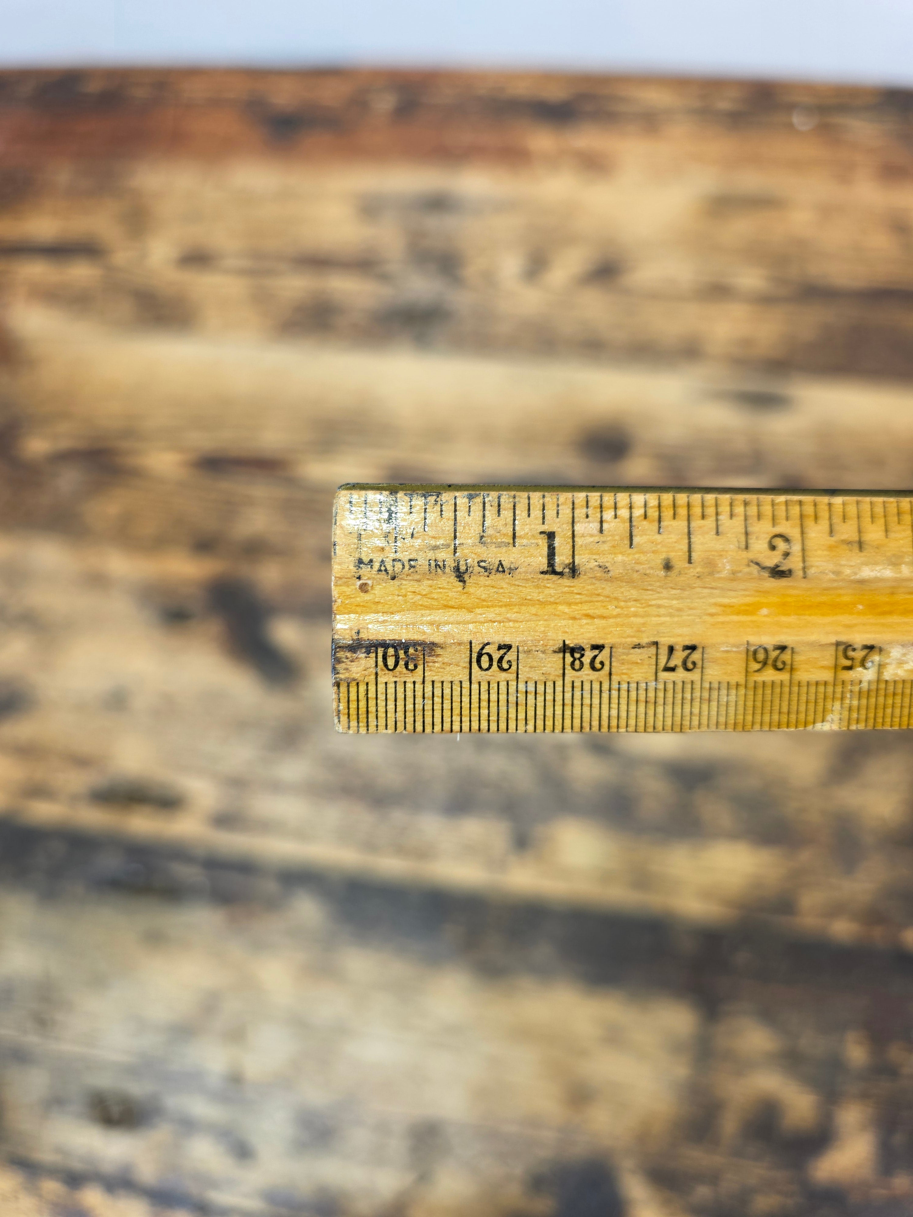 Vintage 12" Wooden Desk Ruler with Brass Edge - Made in USA - Drafting Tool