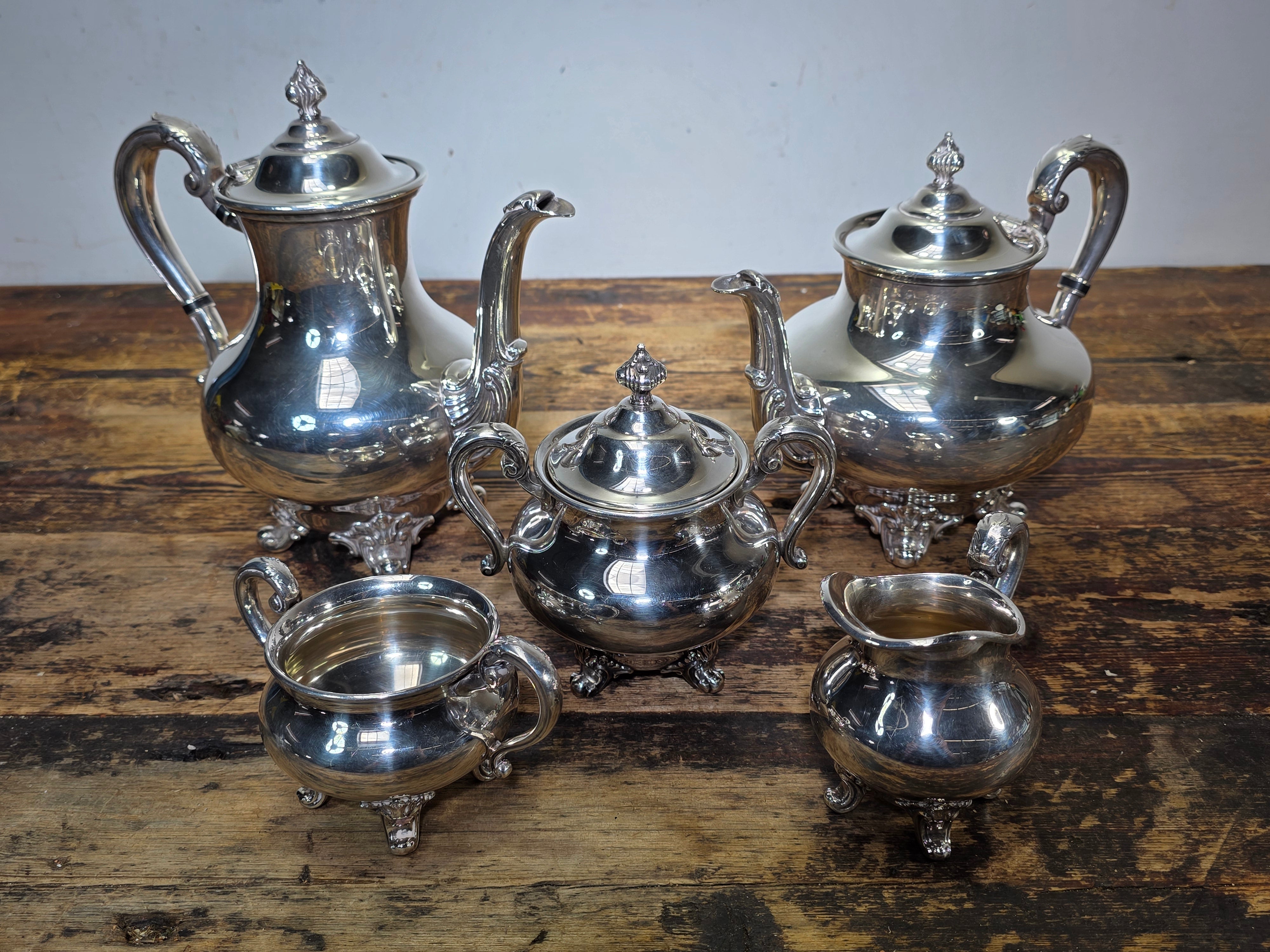 Reed & Barton "Regent Plain" 5600 Silver Plated 5-Piece Service Set