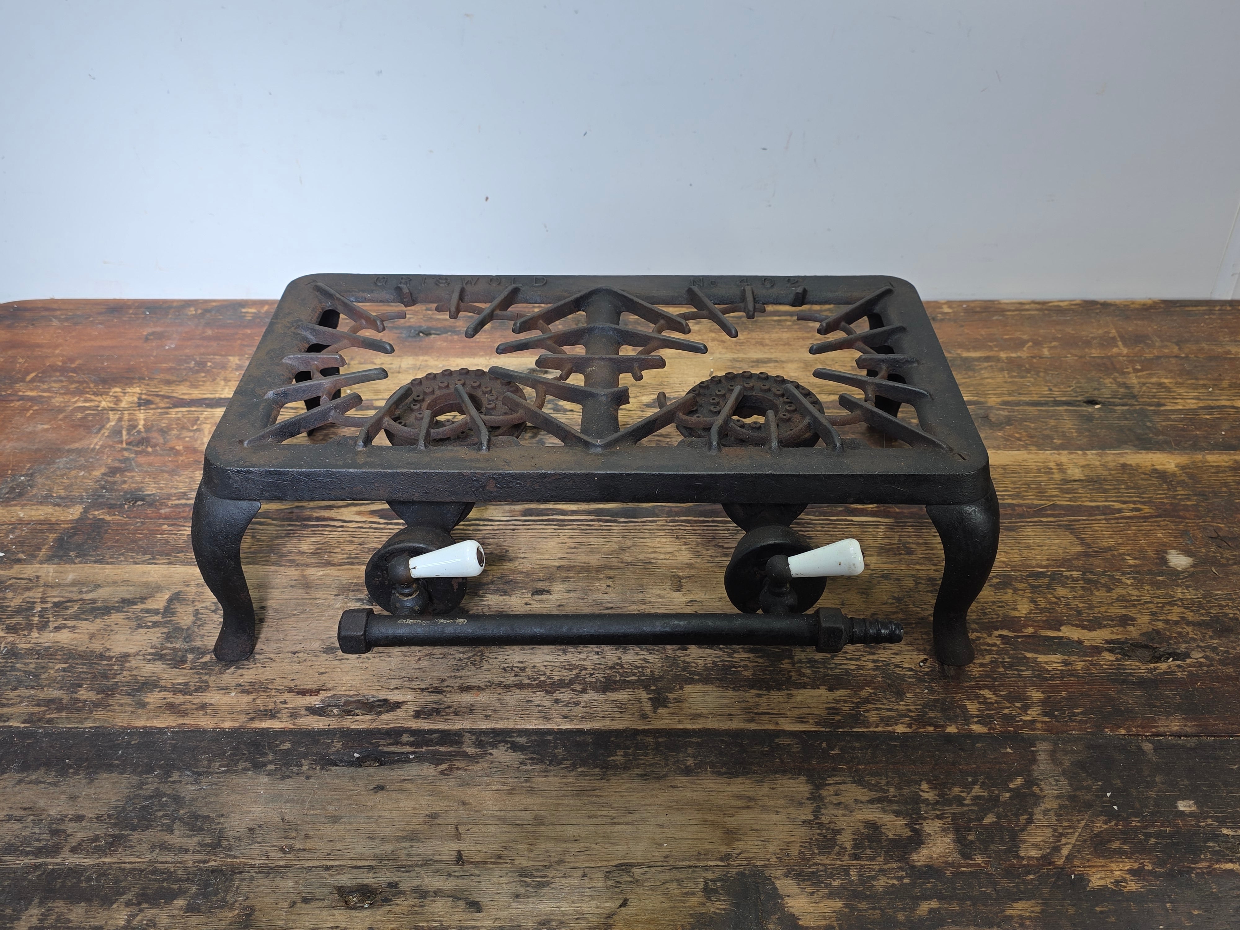 Vintage Griswold No. 402 Cast Iron Dual Burner Camp Stove - Sold As-Is