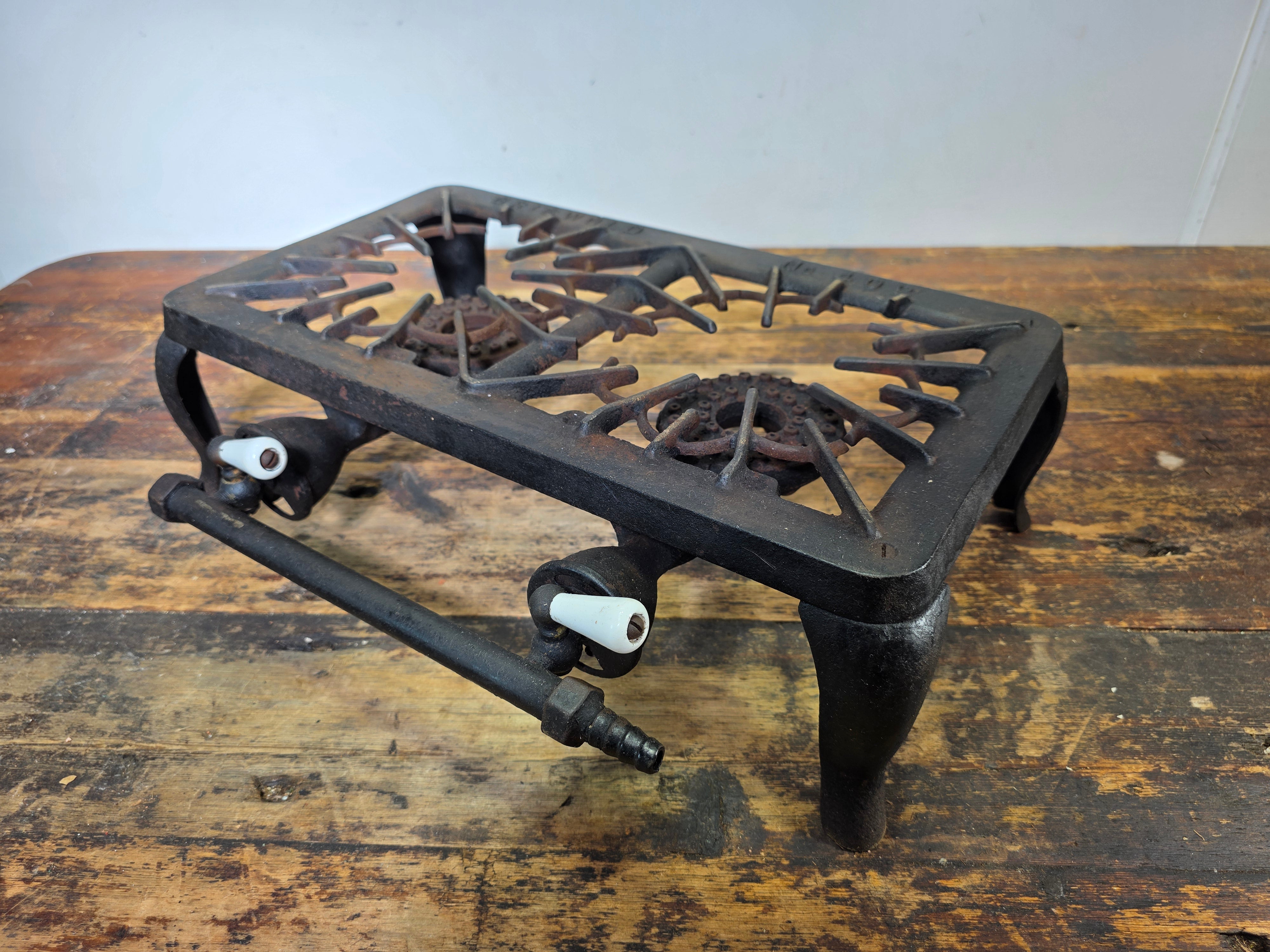 Vintage Griswold No. 402 Cast Iron Dual Burner Camp Stove - Sold As-Is