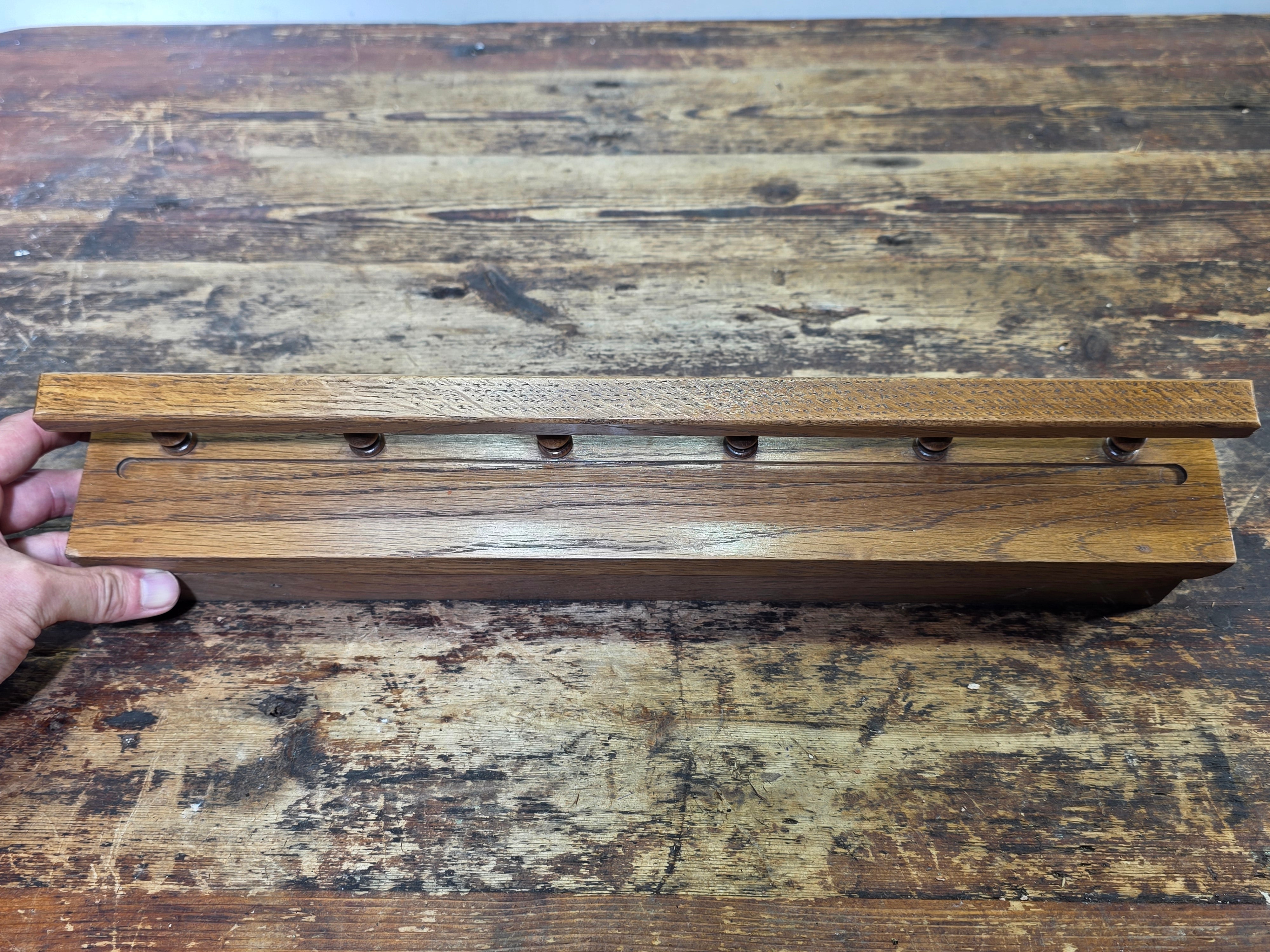 Vintage Wooden Wall Shelf with Gallery Rail and Plate Groove - 18"