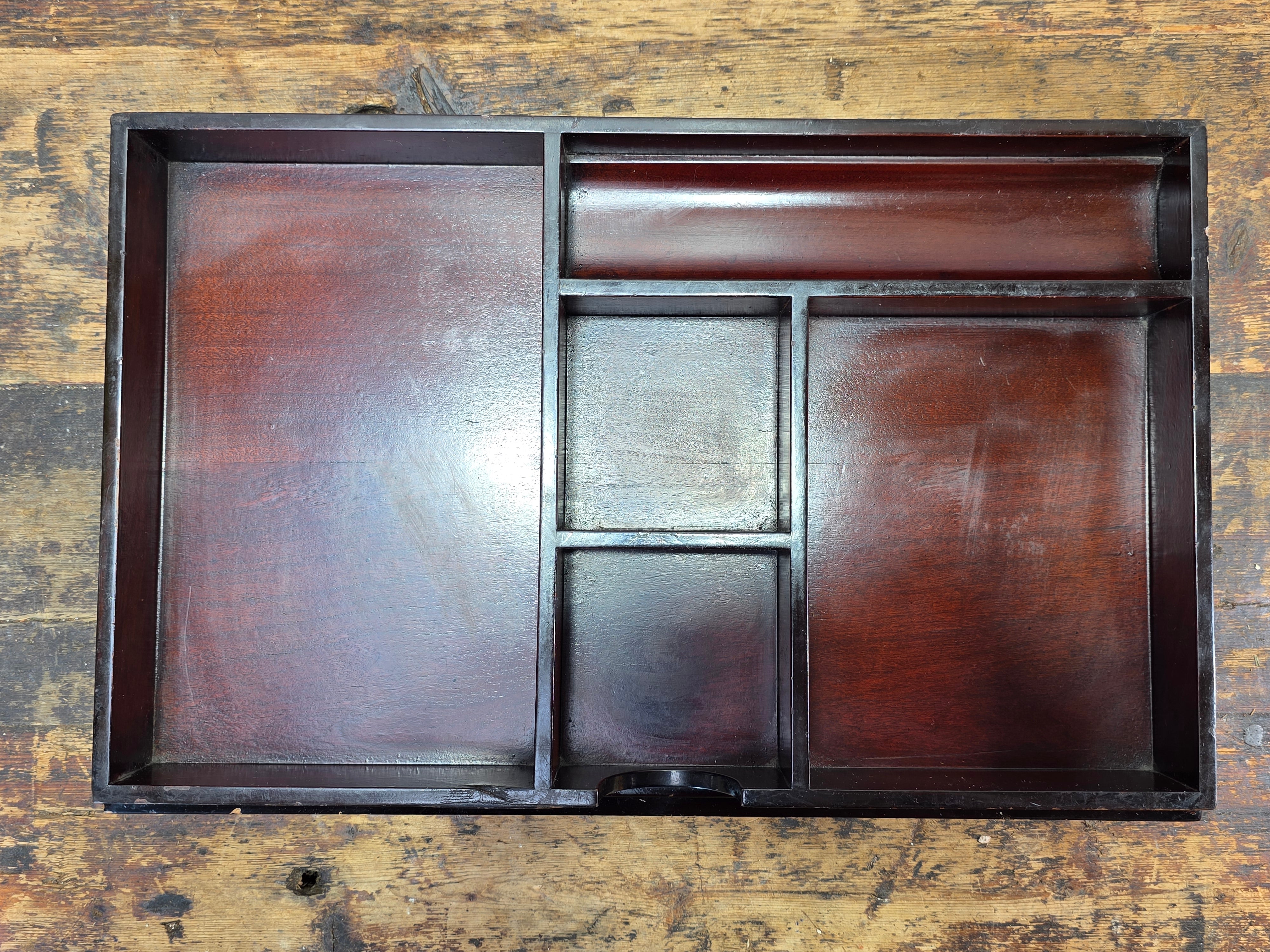 Vintage The Bombay Company Wooden Desk Organizer Tray - Dark Mahogany Finish