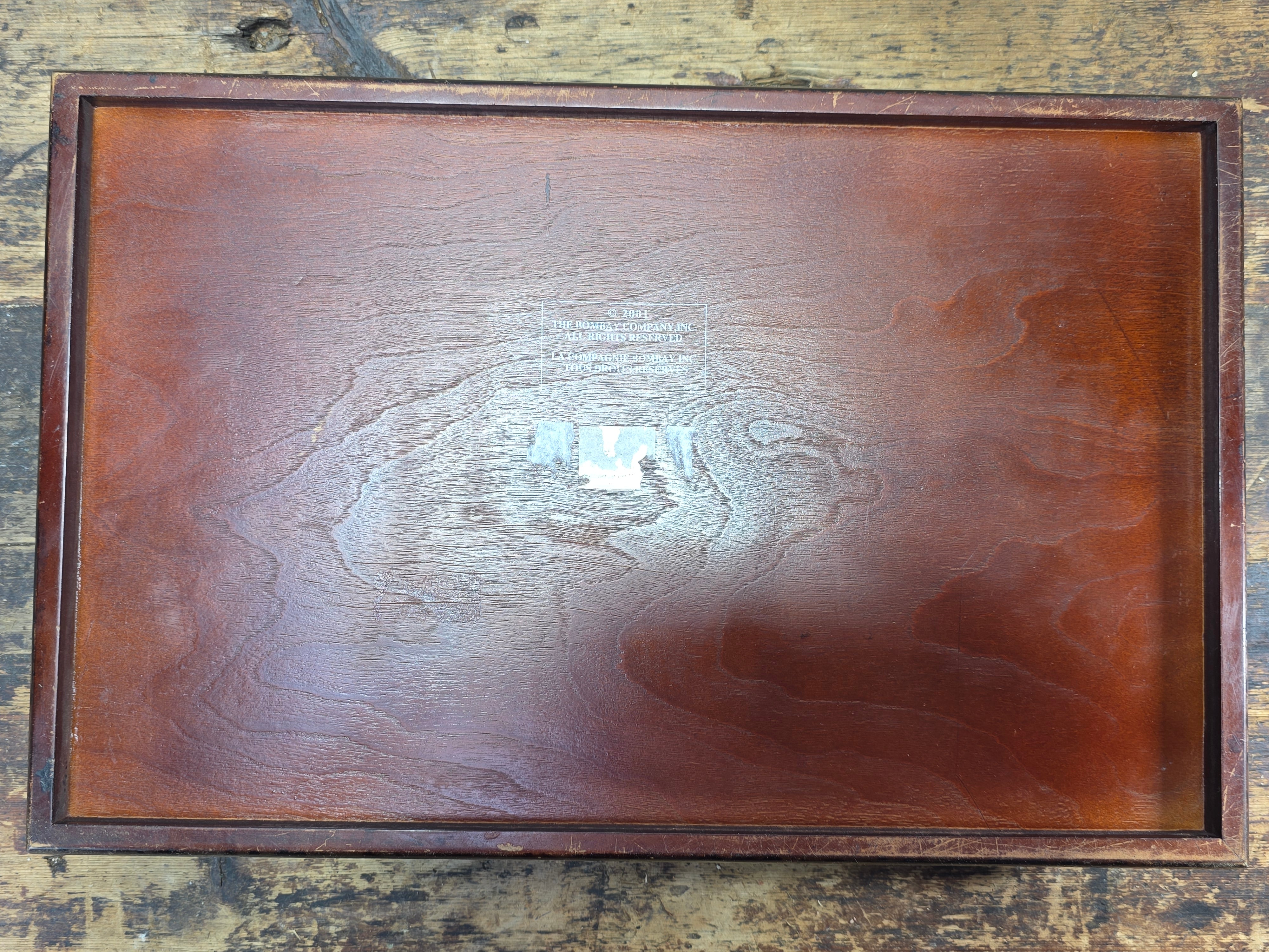 Vintage The Bombay Company Wooden Desk Organizer Tray - Dark Mahogany Finish