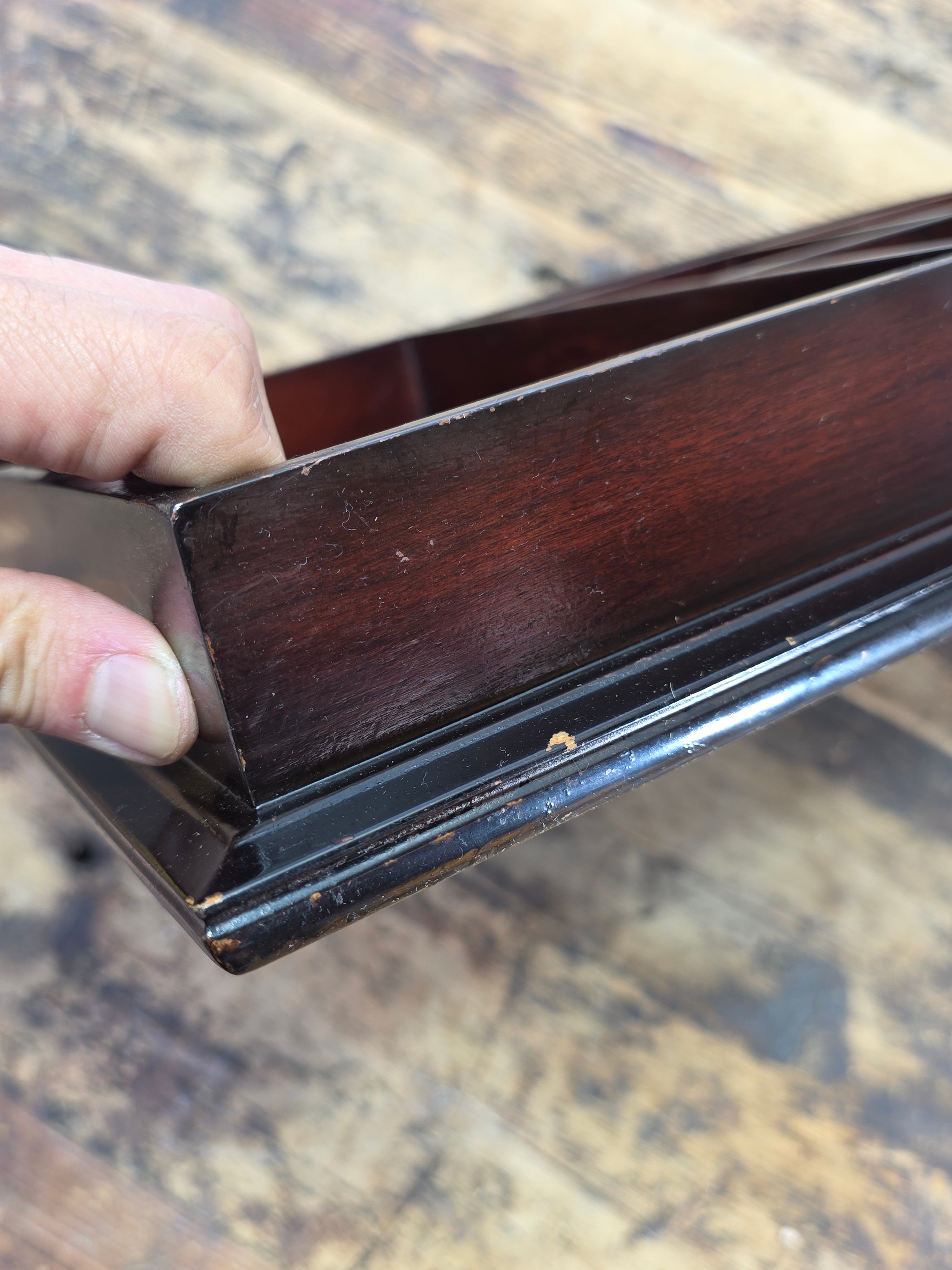 Vintage The Bombay Company Wooden Desk Organizer Tray - Dark Mahogany Finish