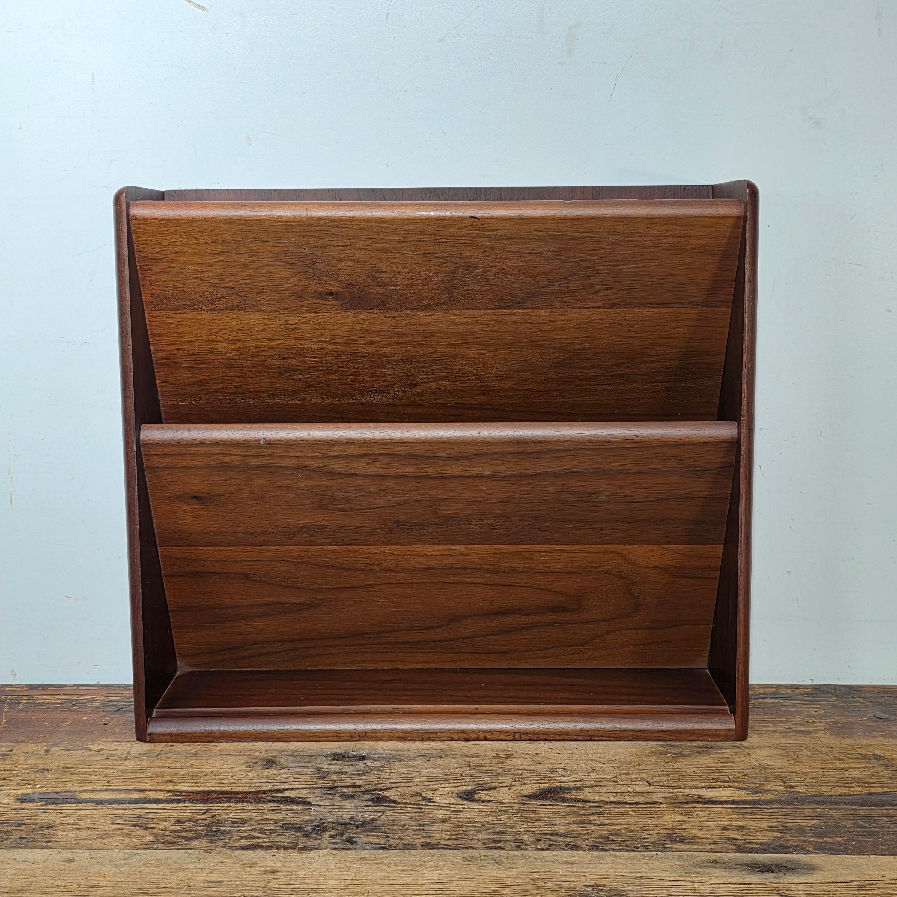Mid-Century Modern Walnut Wall-Mounted Document Organizer