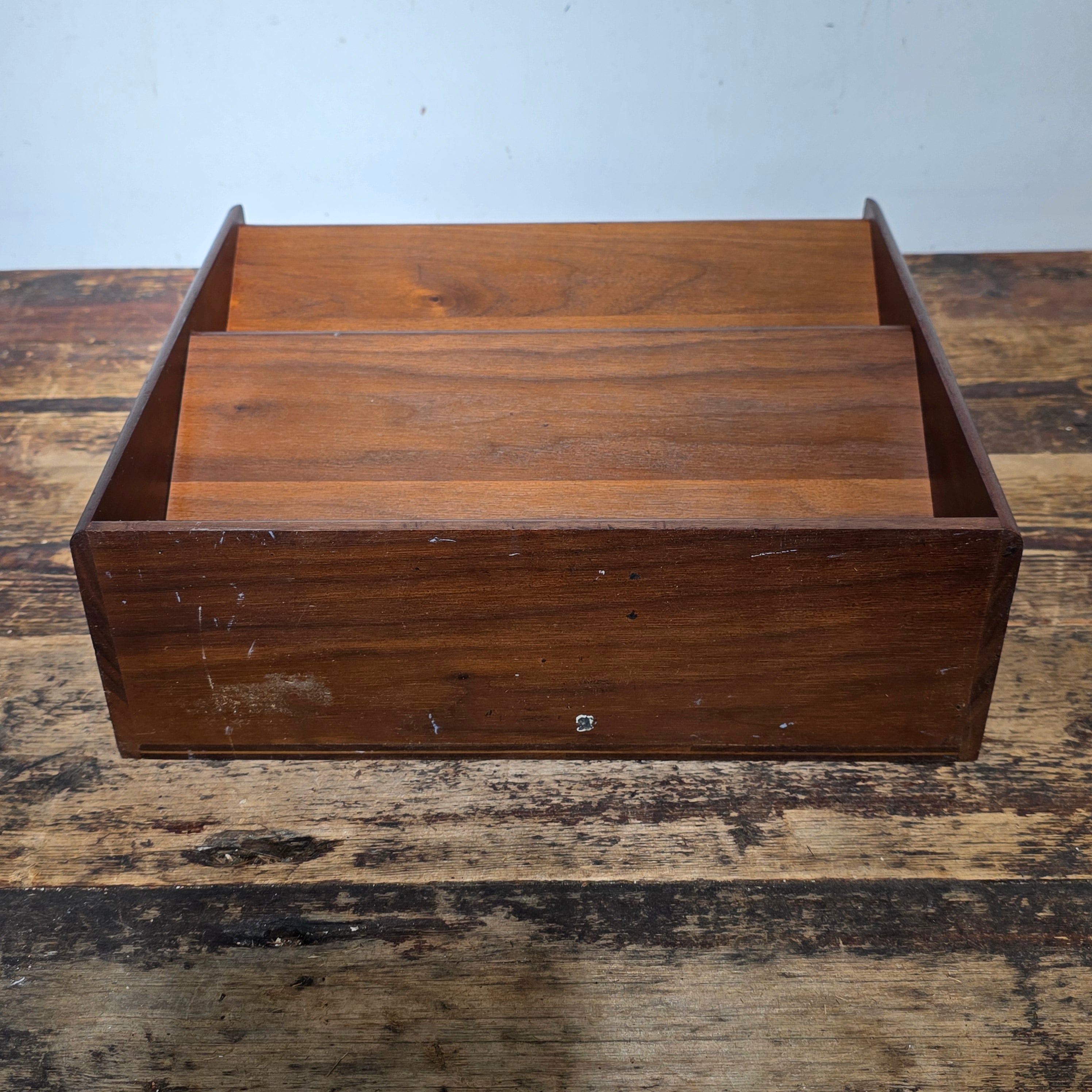 Mid-Century Modern Walnut Wall-Mounted Document Organizer