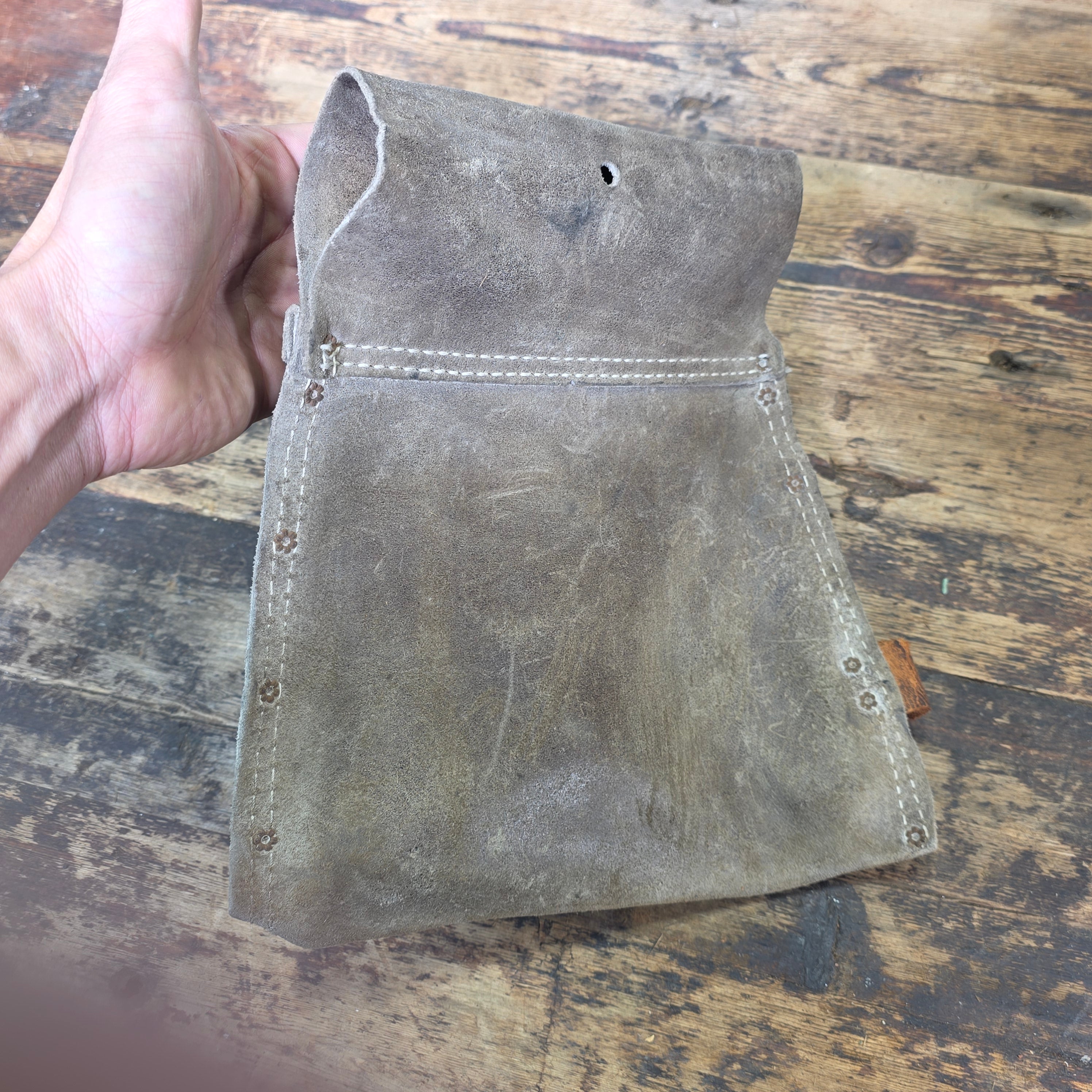 Vintage Leather Tool Pouch Suede Carpenter Pouch Belt Bag Heavy Duty Workwear