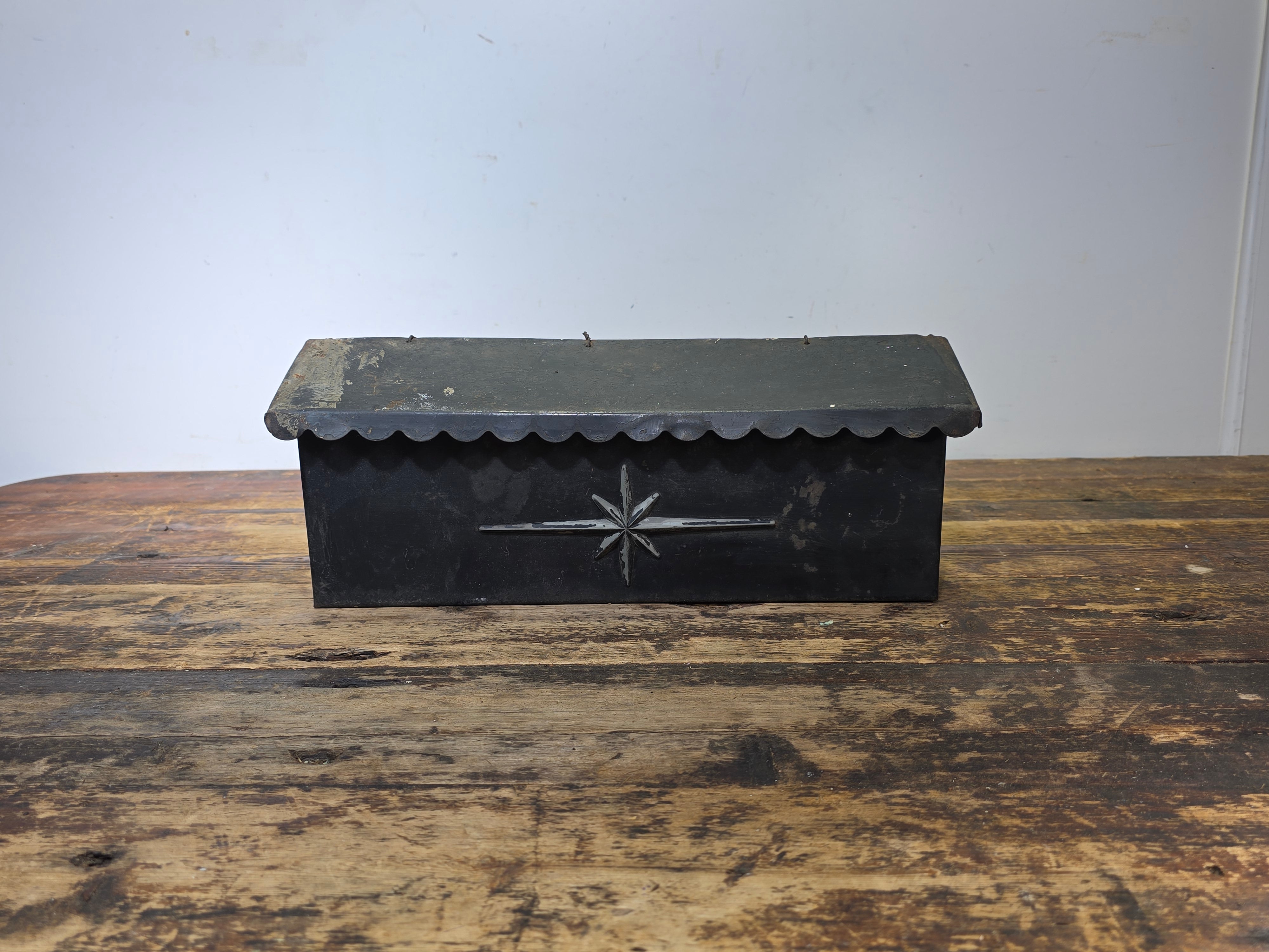 Vintage Metal Mailbox Wall Mount 16" Rustic Steel Letter Box Industrial Patina