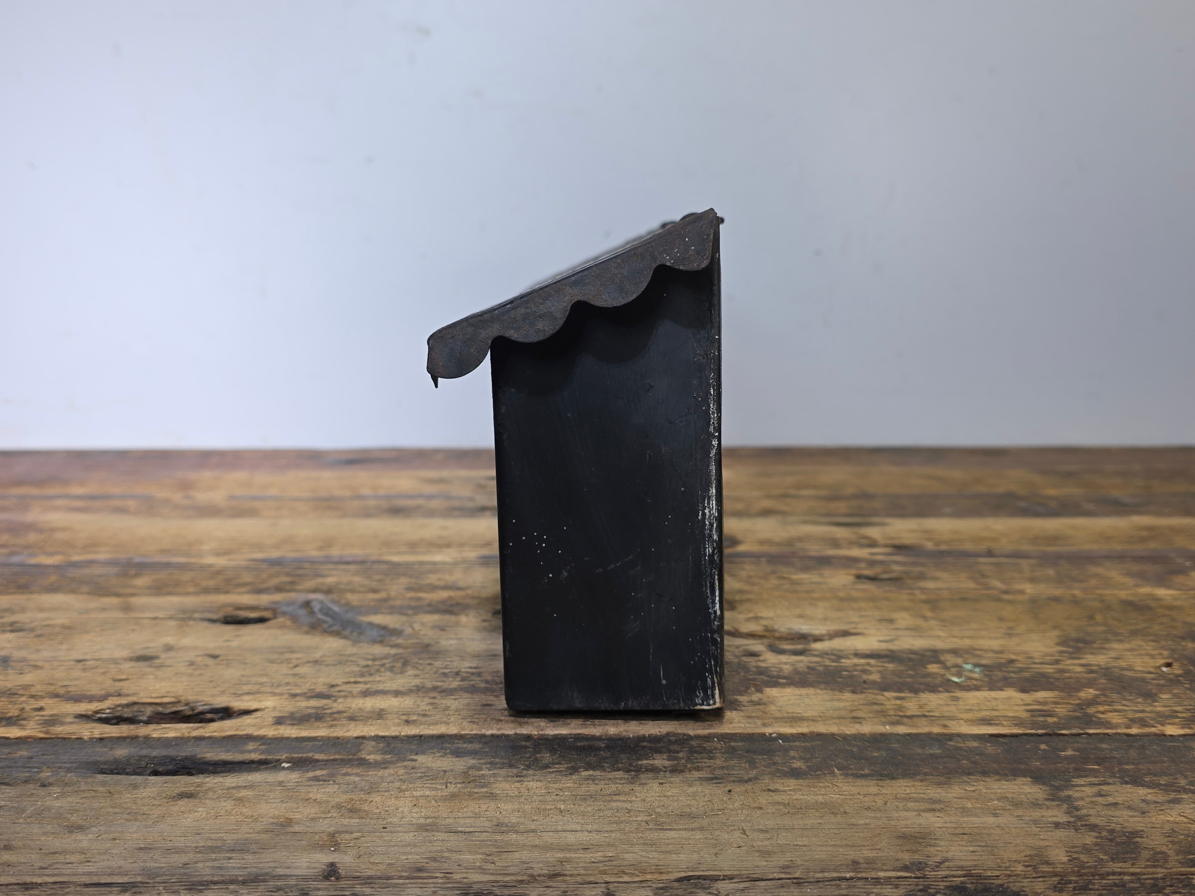 Vintage Metal Mailbox Wall Mount 16" Rustic Steel Letter Box Industrial Patina