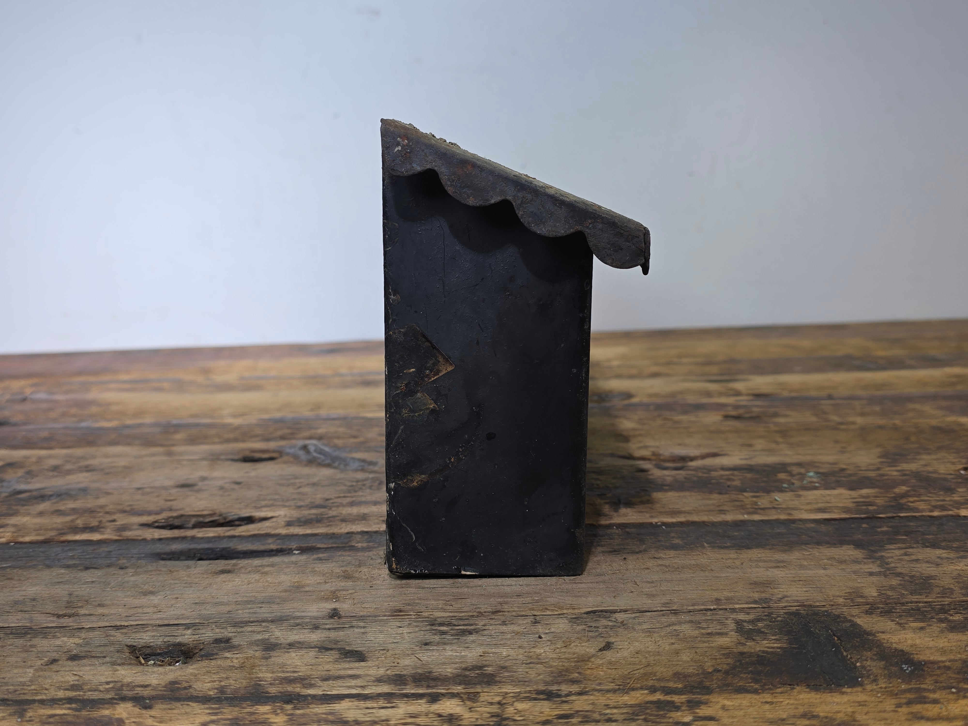 Vintage Metal Mailbox Wall Mount 16" Rustic Steel Letter Box Industrial Patina