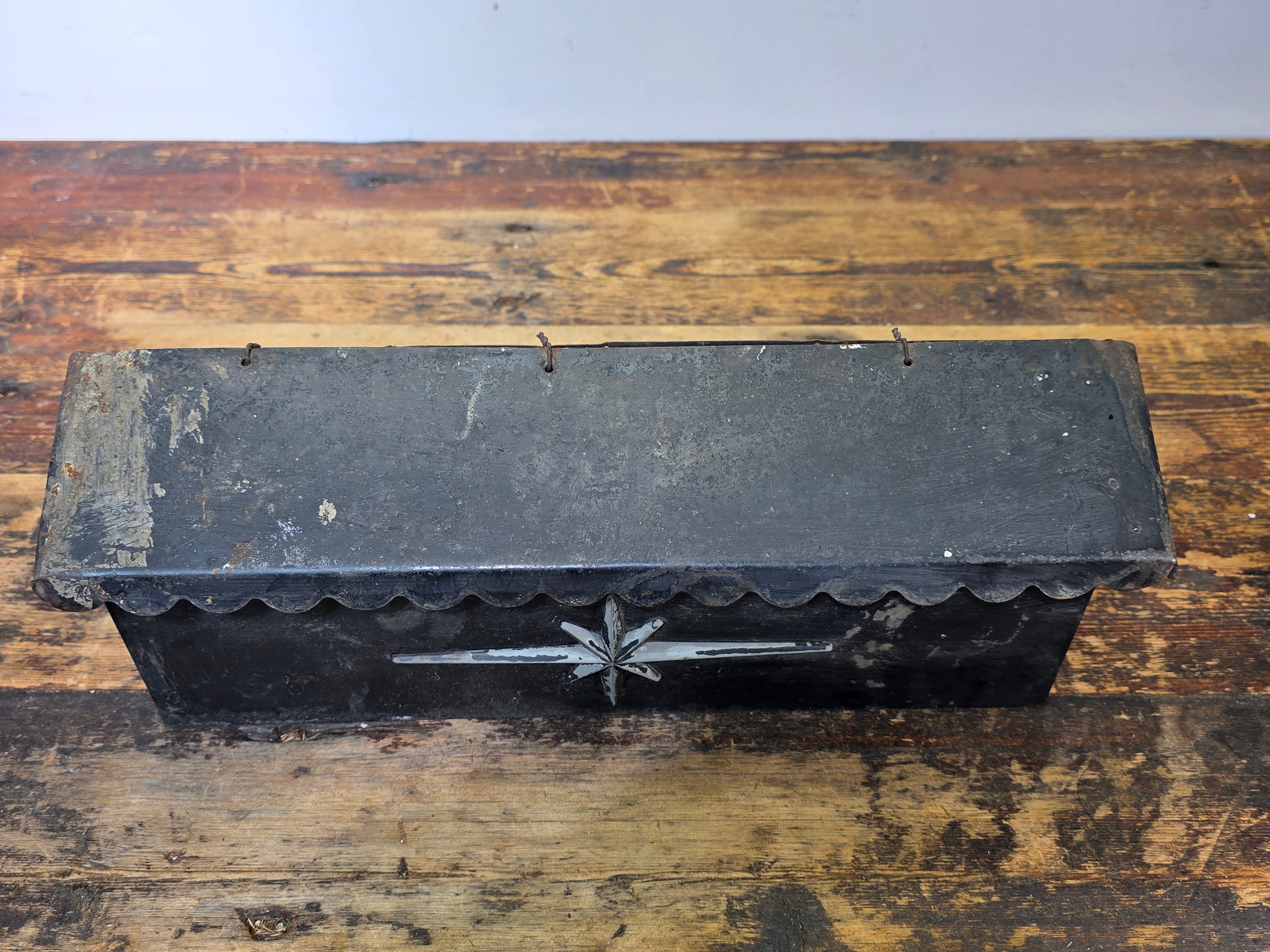Vintage Metal Mailbox Wall Mount 16" Rustic Steel Letter Box Industrial Patina