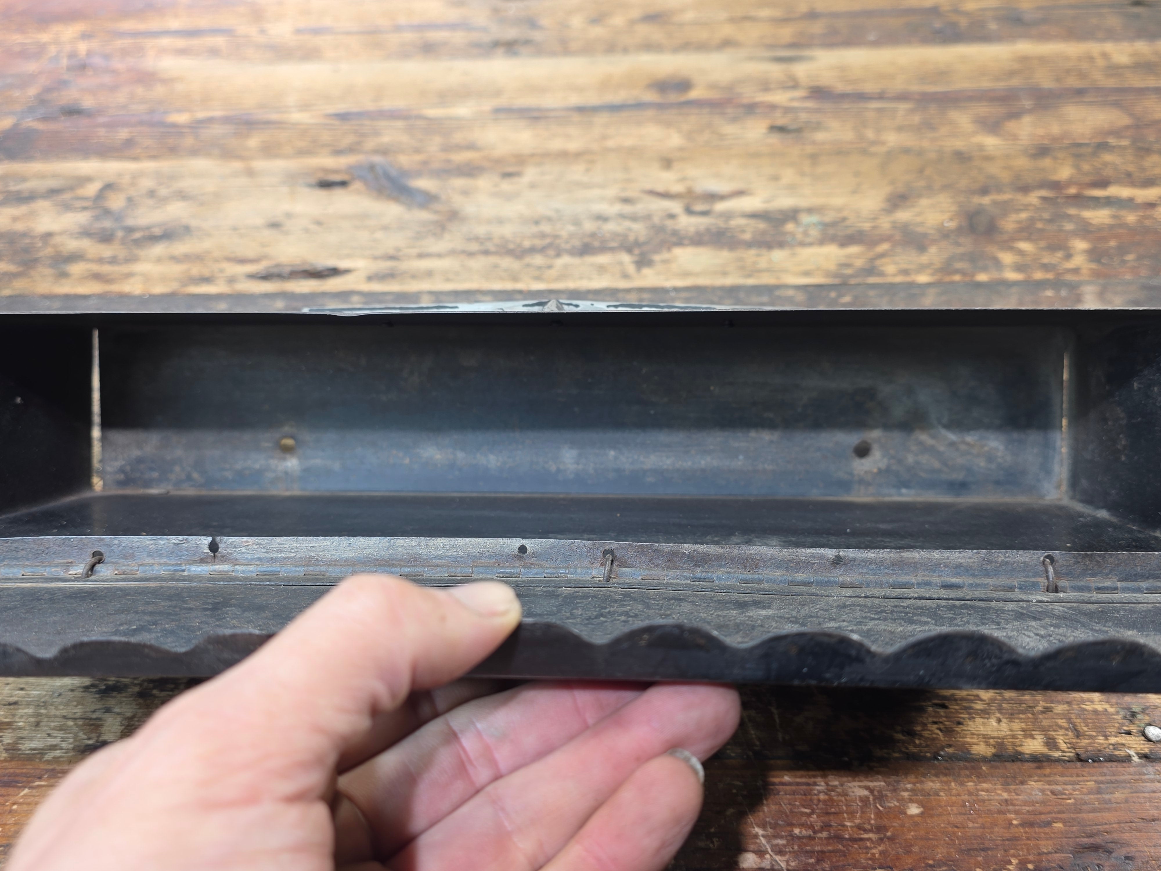 Vintage Metal Mailbox Wall Mount 16" Rustic Steel Letter Box Industrial Patina