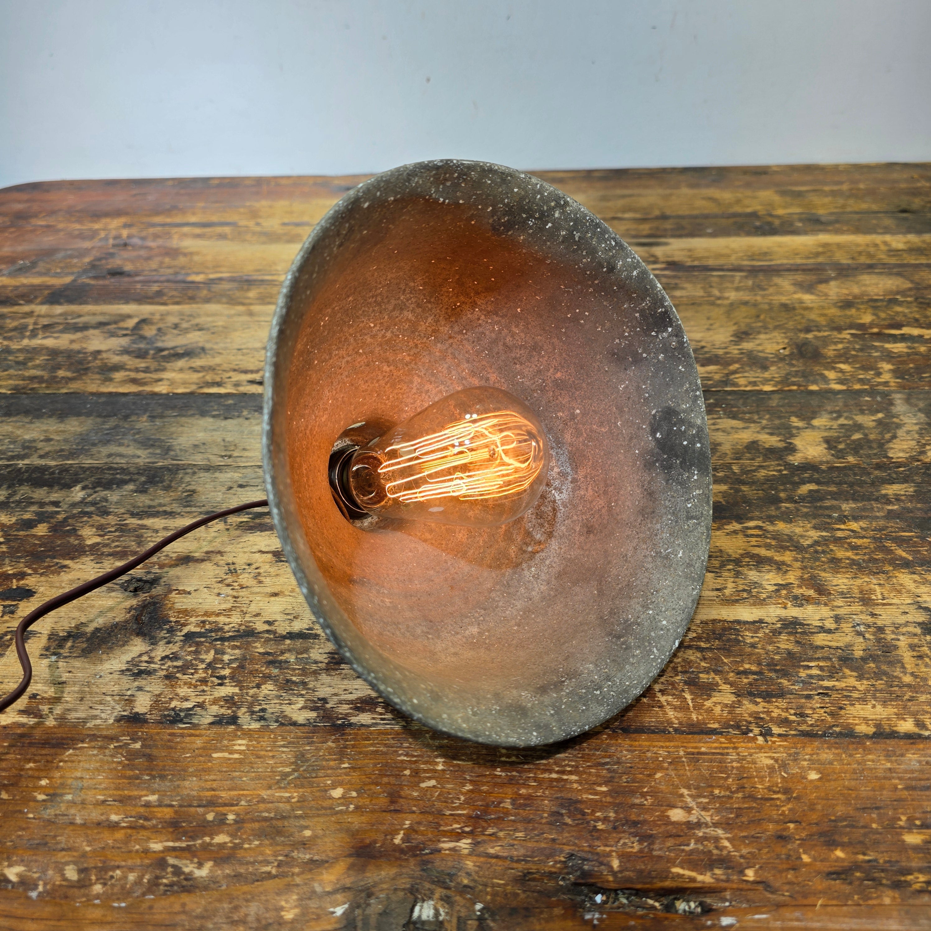 Vintage Industrial Aluminum Dome Reflector Work Light Shop Lamp Hanging Hook 50s