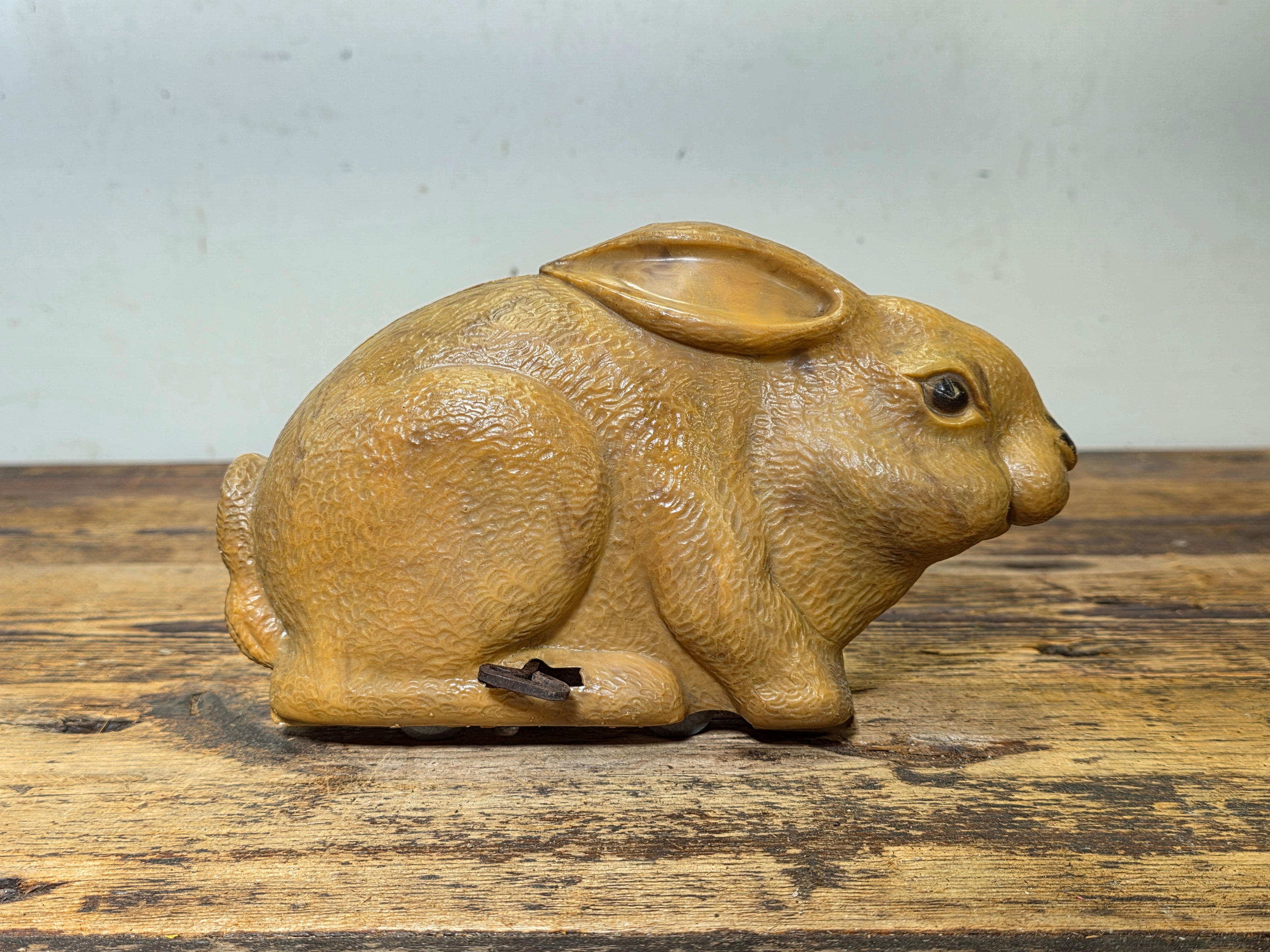 Vintage Louis Marx Rabbit Bunny Wind Up Toy Brown Celluloid Plastic Running 8"