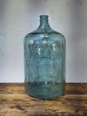 Vintage Deep Rock 5 Gallon Glass Carboy Water Bottle Diamond Embossed Aqua 76 GPD
