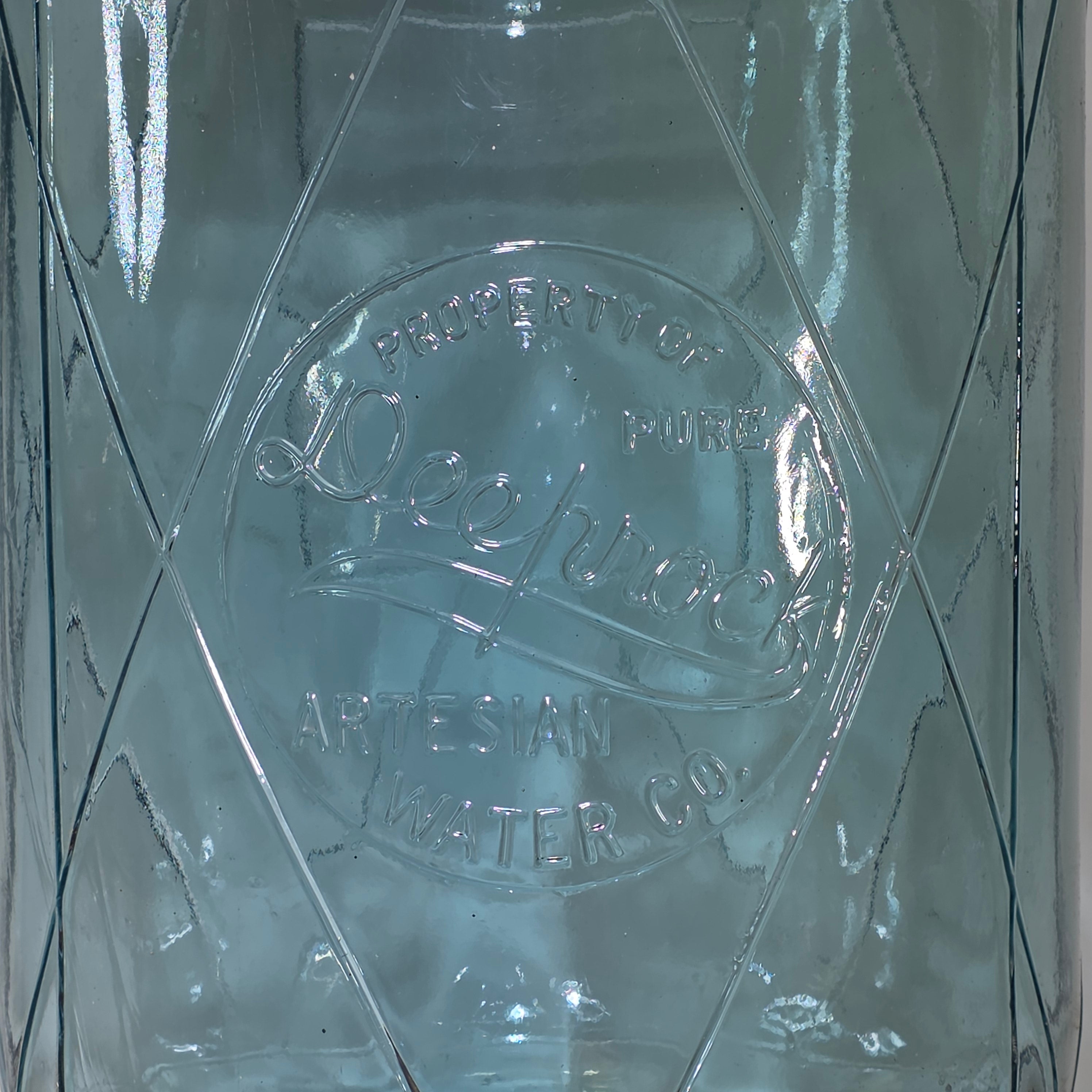 Vintage Deep Rock 5 Gallon Glass Carboy Water Bottle Diamond Embossed Aqua 76 GPD