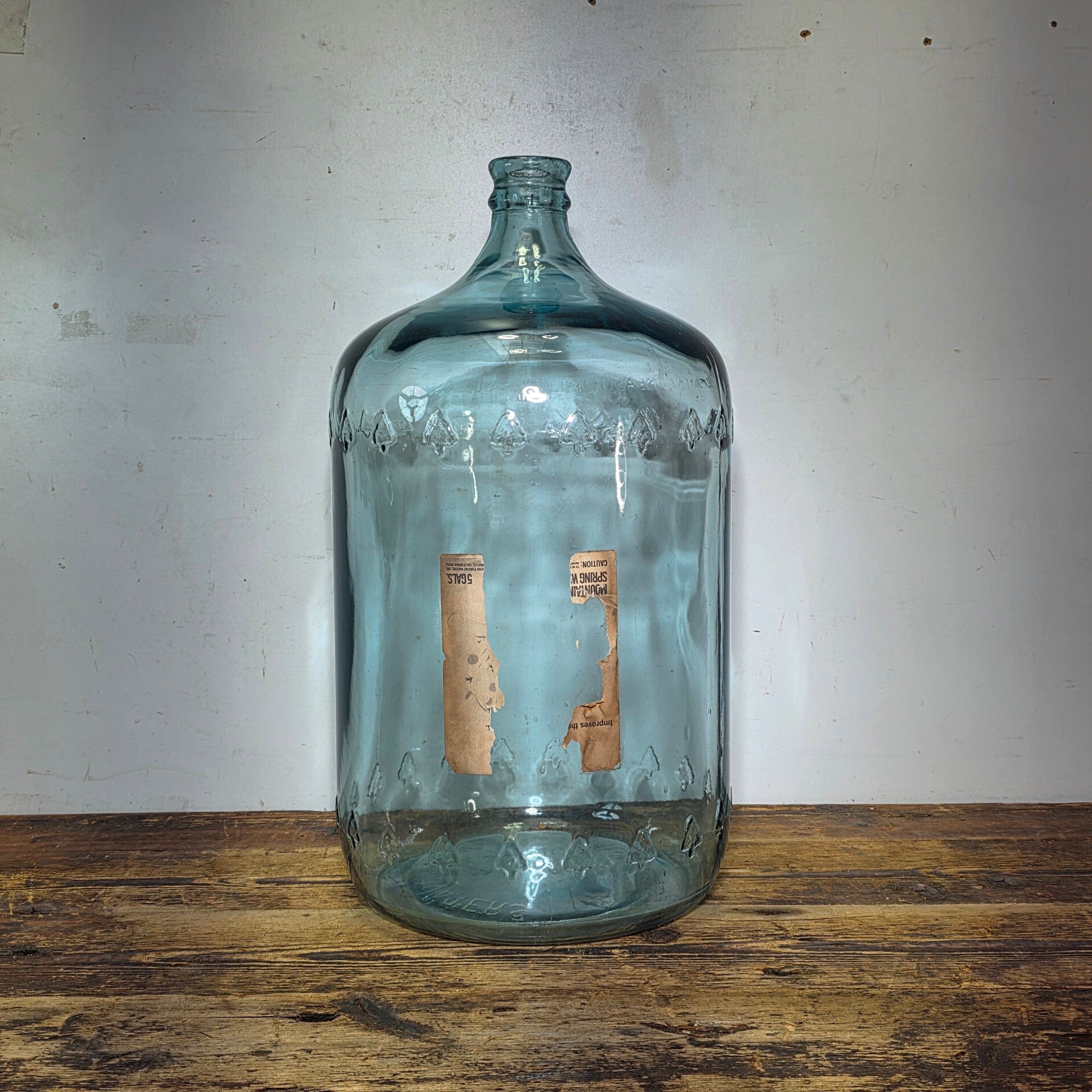 1960s Arrowhead Puritas 5 Gallon Blue Glass Water Bottle Embossed