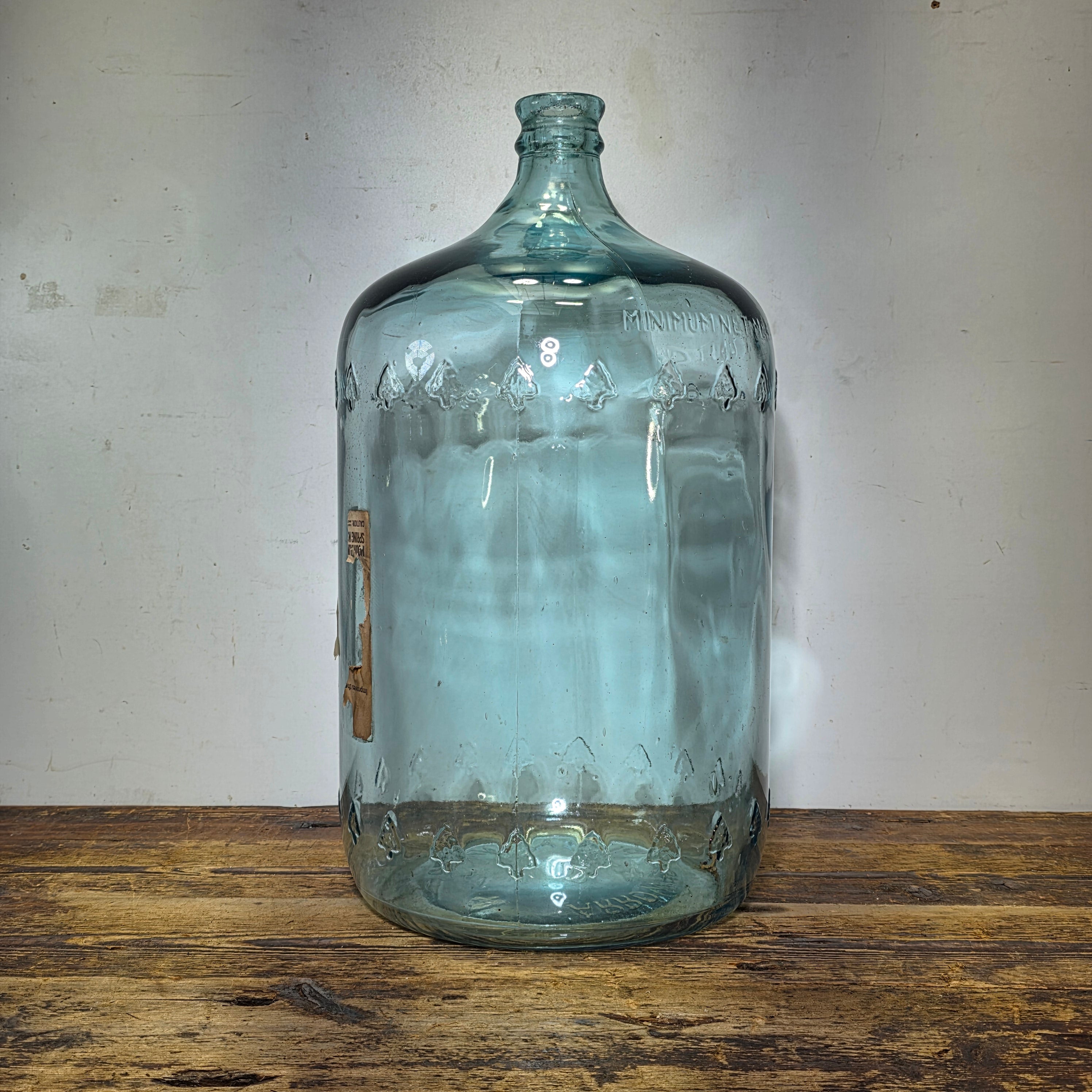 1960s Arrowhead Puritas 5 Gallon Blue Glass Water Bottle Embossed