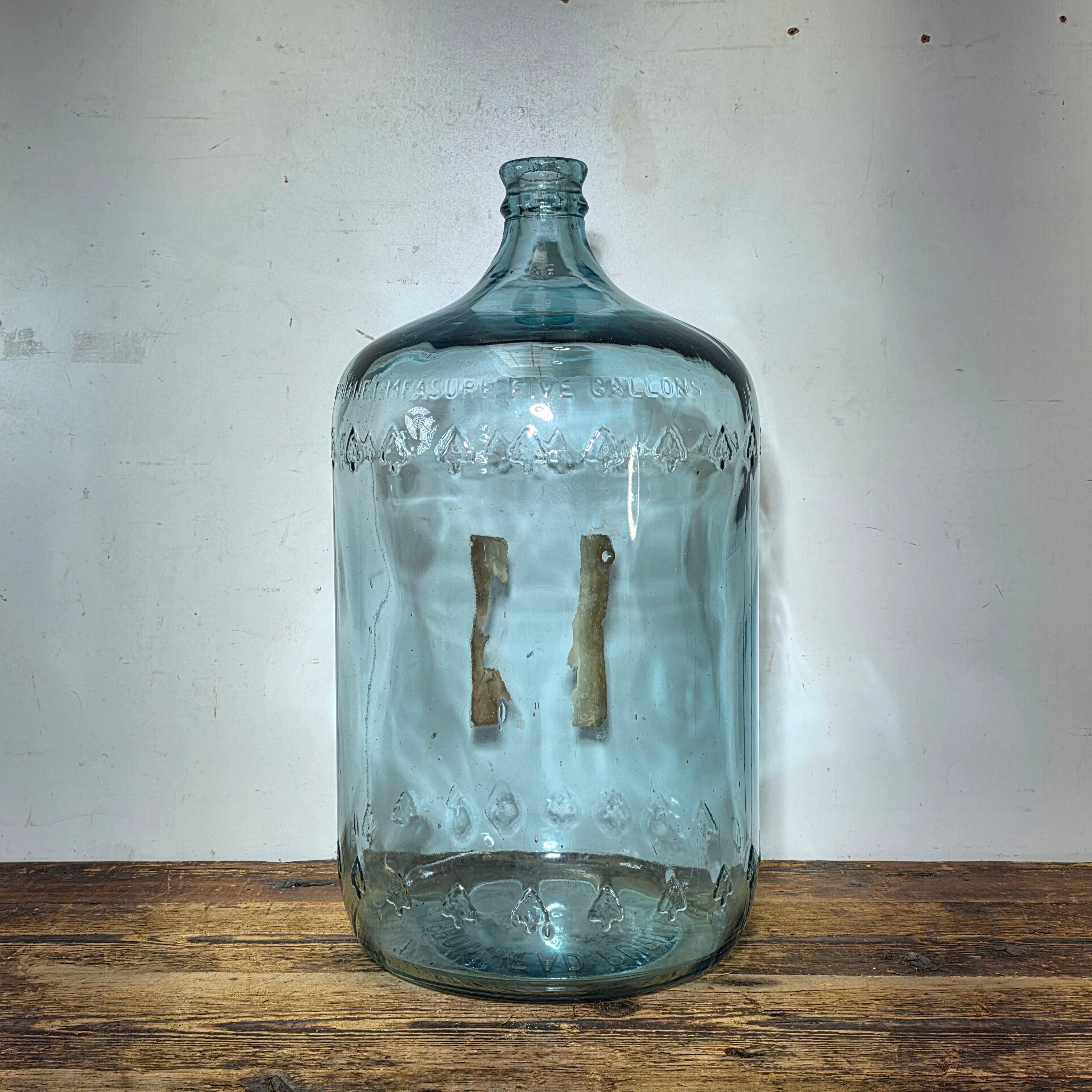 1960s Arrowhead Puritas 5 Gallon Blue Glass Water Bottle Embossed