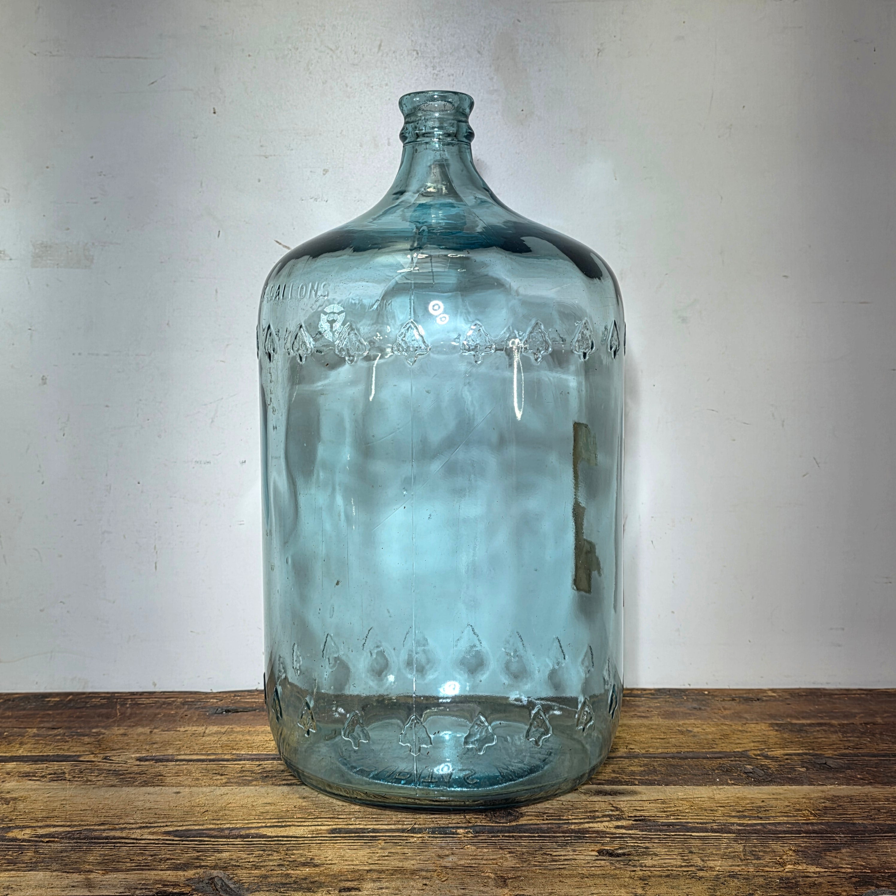 1960s Arrowhead Puritas 5 Gallon Blue Glass Water Bottle Embossed
