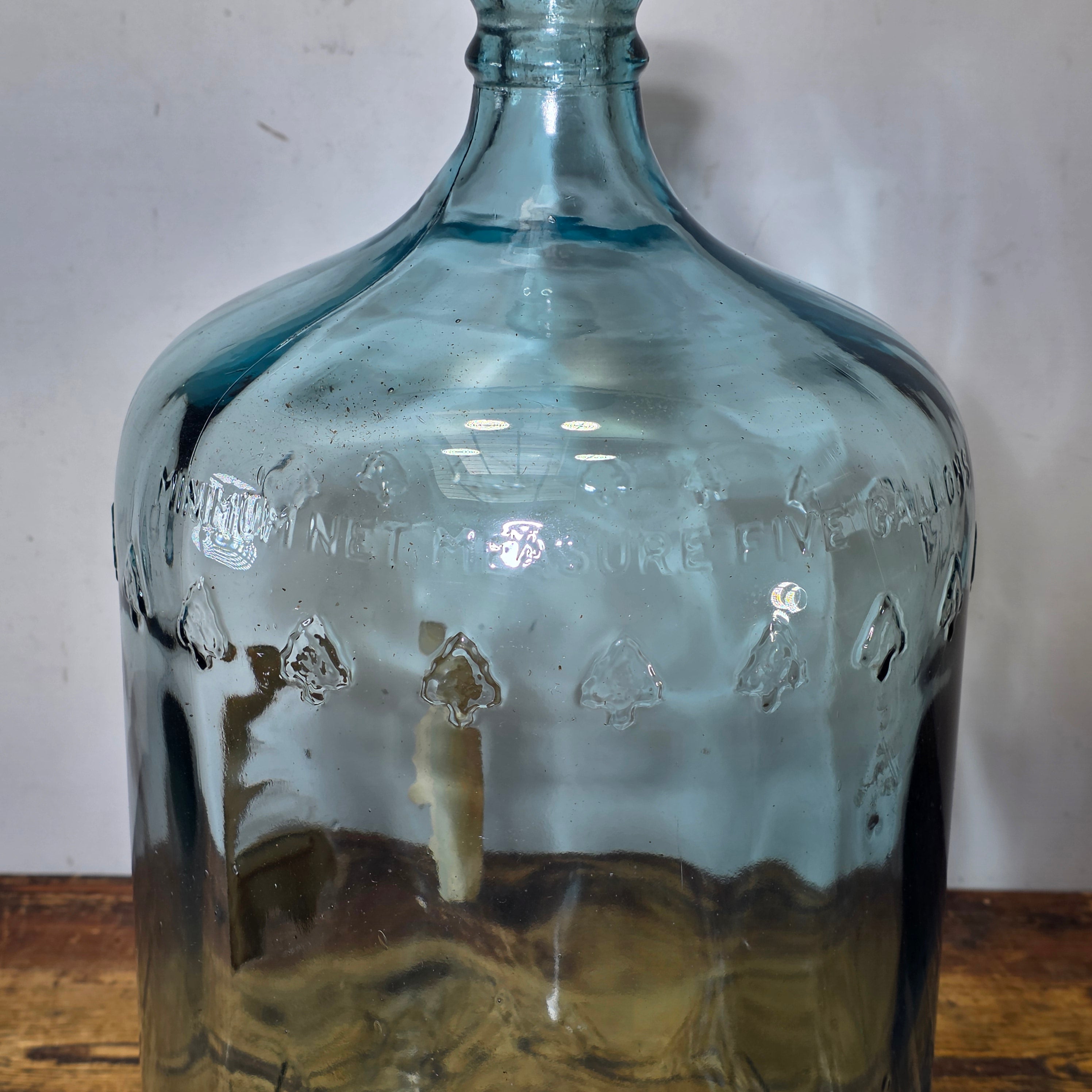 1960s Arrowhead Puritas 5 Gallon Blue Glass Water Bottle Embossed