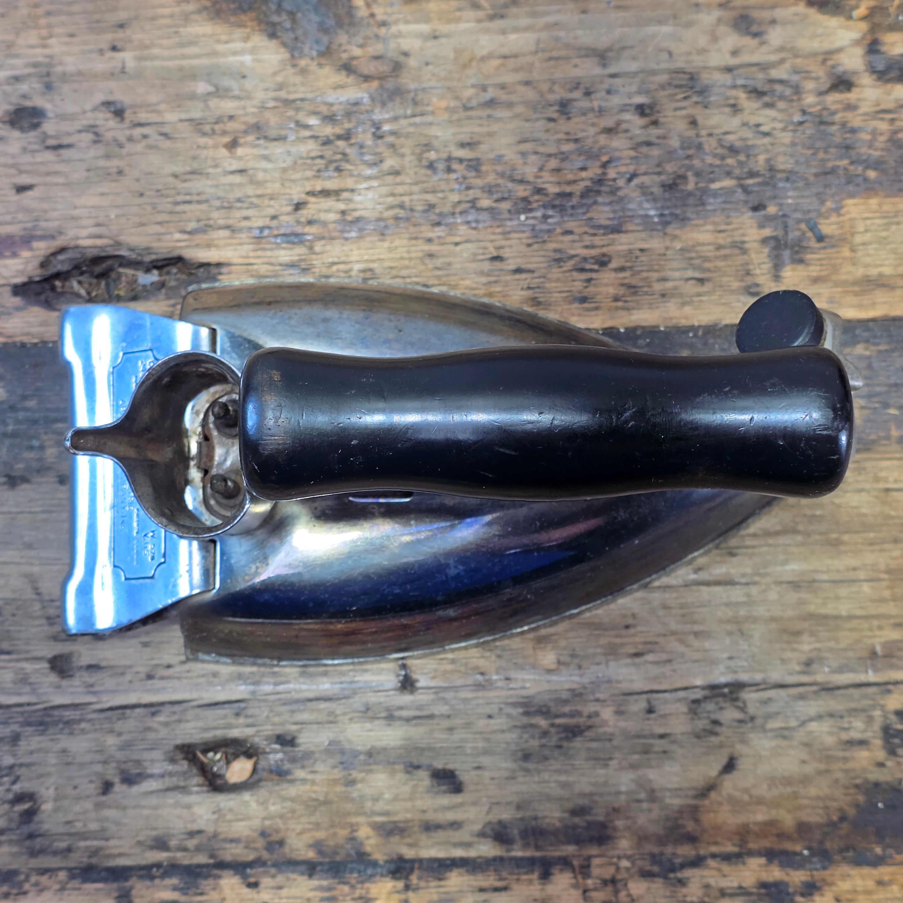 Vintage GE Edison Electric Iron Antique Chrome Metal Wood Handle 249F77 1920s