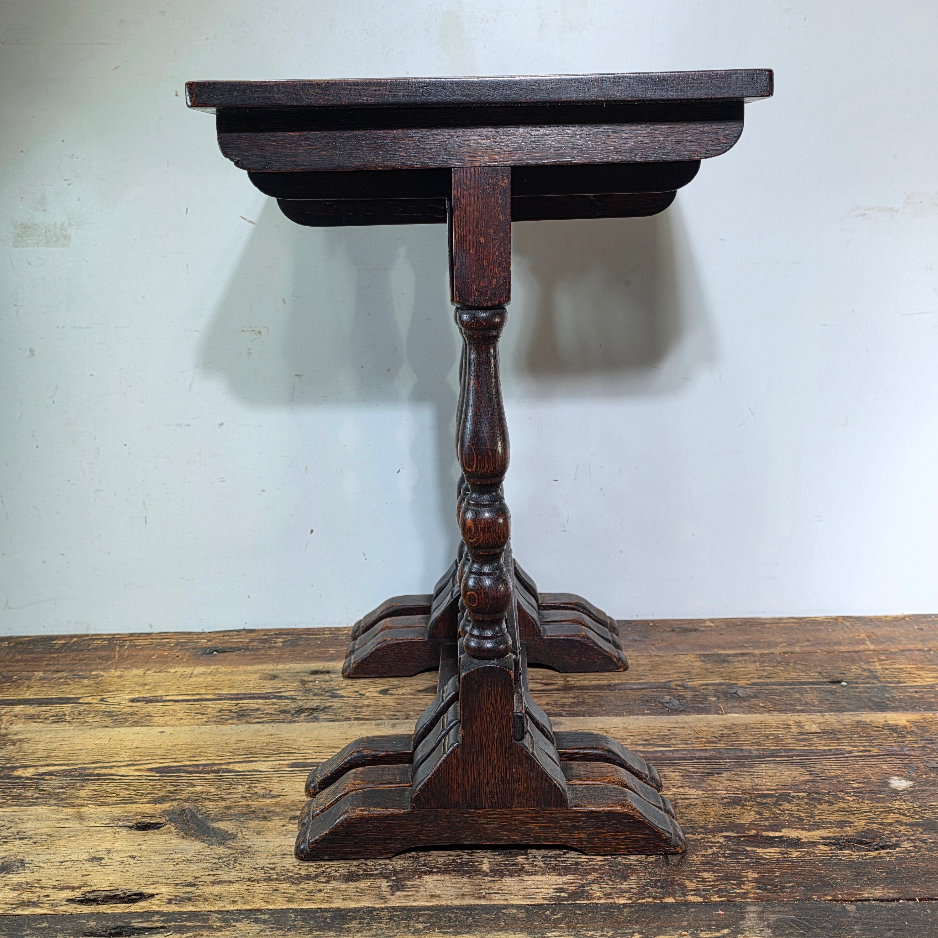 Antique English Nest of 3 Tables WWII CC41 Oak Jacobean Utility Side End Set