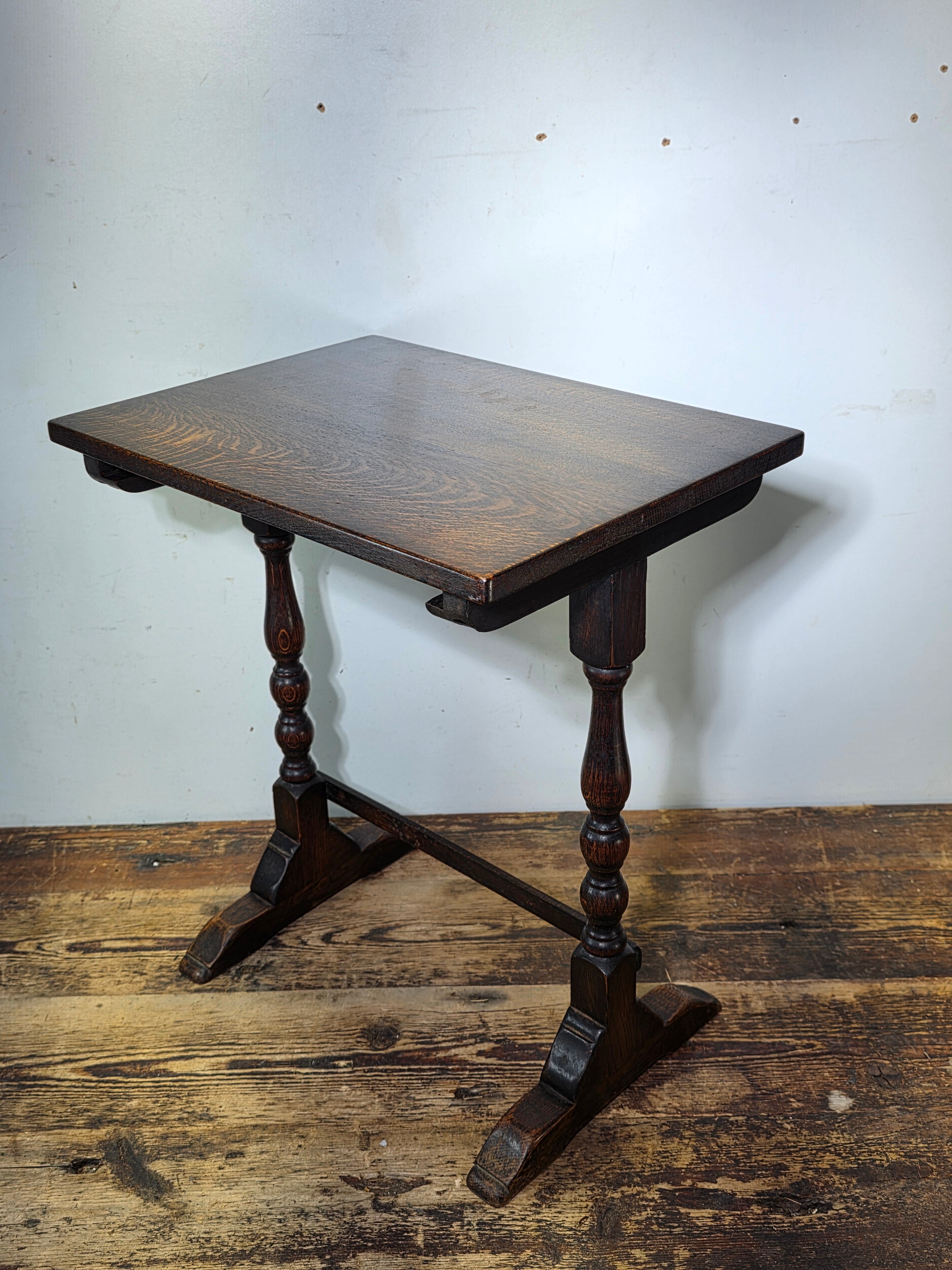 Antique English Nest of 3 Tables WWII CC41 Oak Jacobean Utility Side End Set