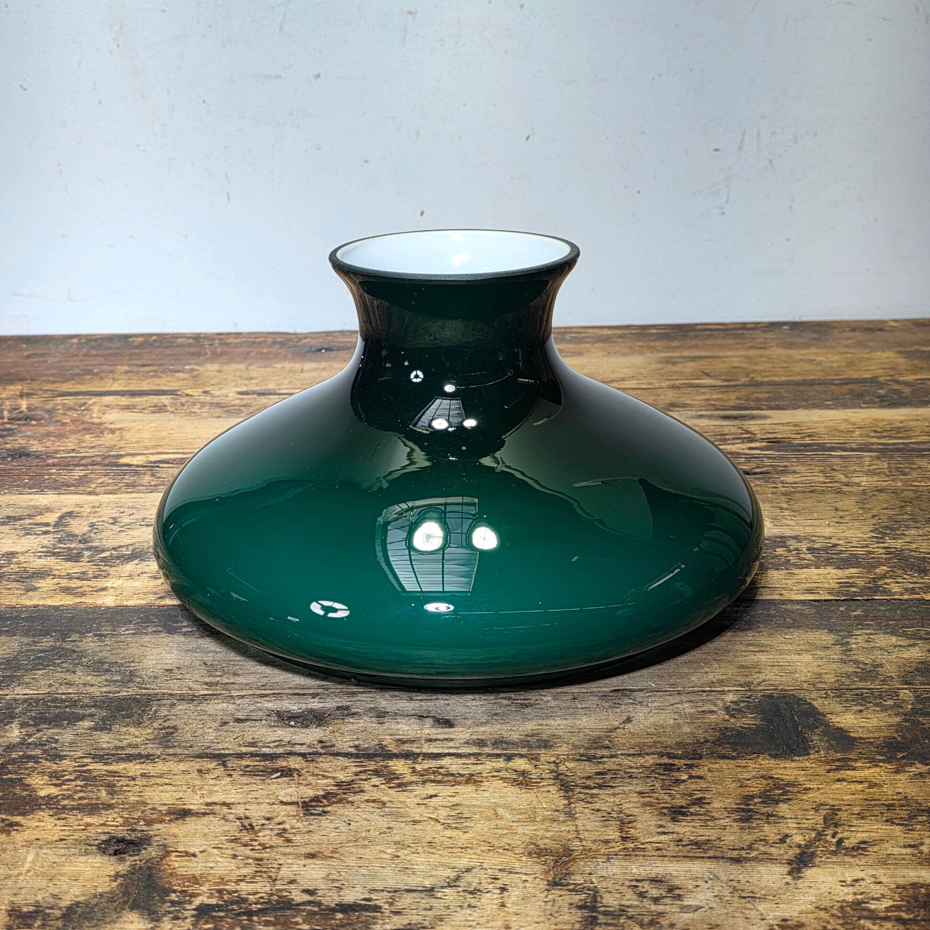 Vintage Lightcraft of California Emerald Green Glass Lamp Shade 11.75"Dia x 6.5"H