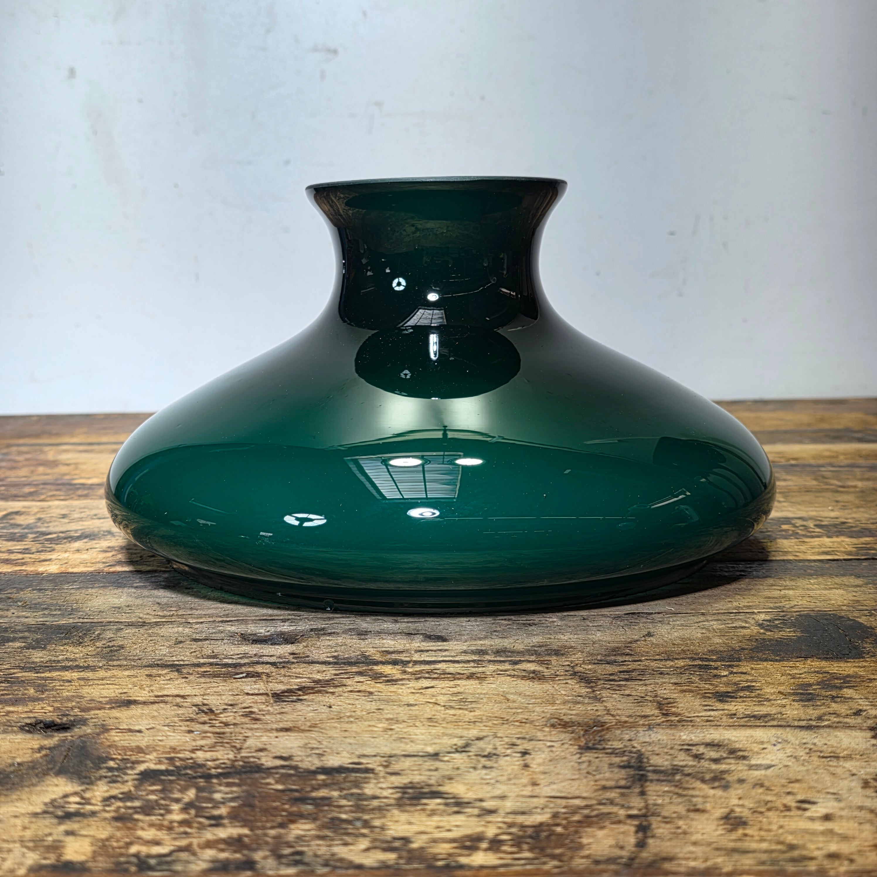 Vintage Lightcraft of California Emerald Green Glass Lamp Shade 11.75"Dia x 6.5"H