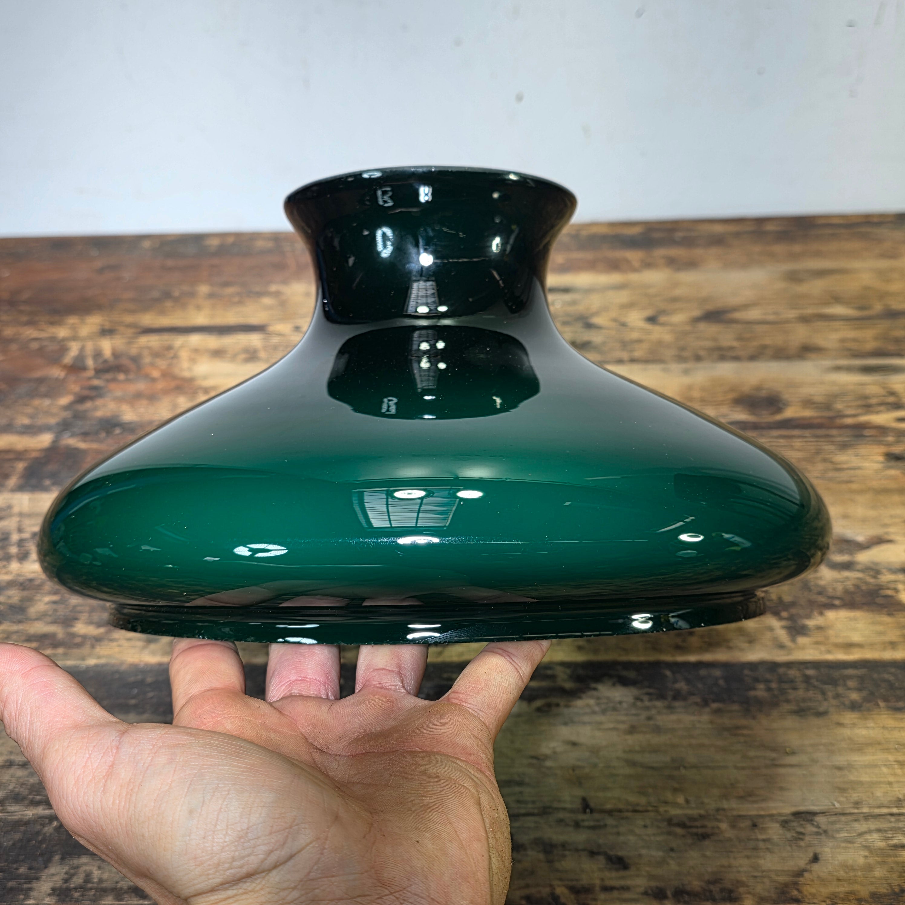 Vintage Lightcraft of California Emerald Green Glass Lamp Shade 11.75"Dia x 6.5"H