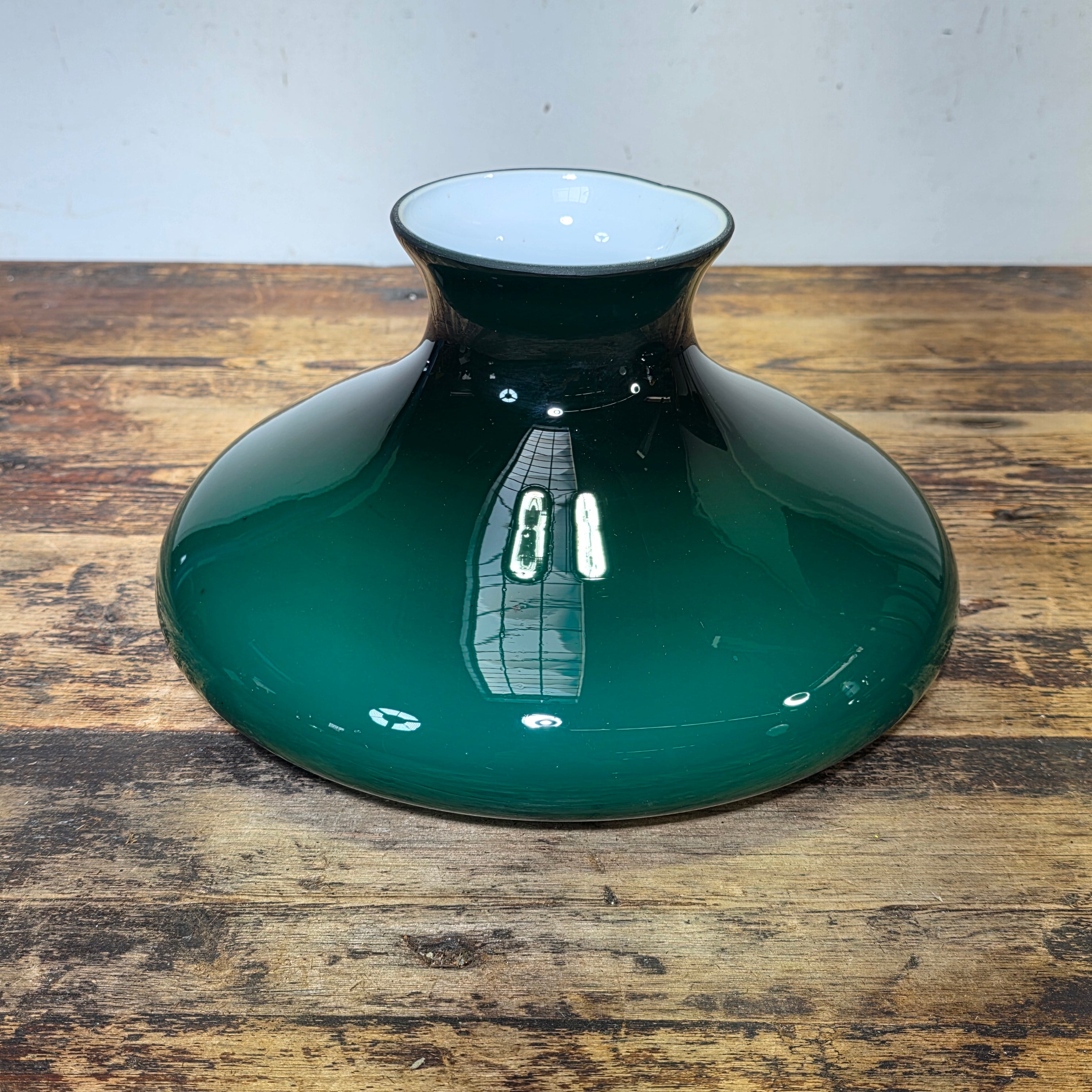 Vintage Lightcraft of California Emerald Green Glass Lamp Shade 11.75"Dia x 6.5"H