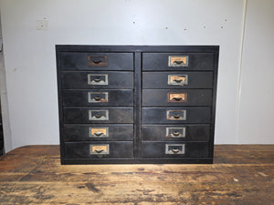 Vintage Industrial 12 Drawer Steel Cabinet Matte Black Metal Parts Storage Chest