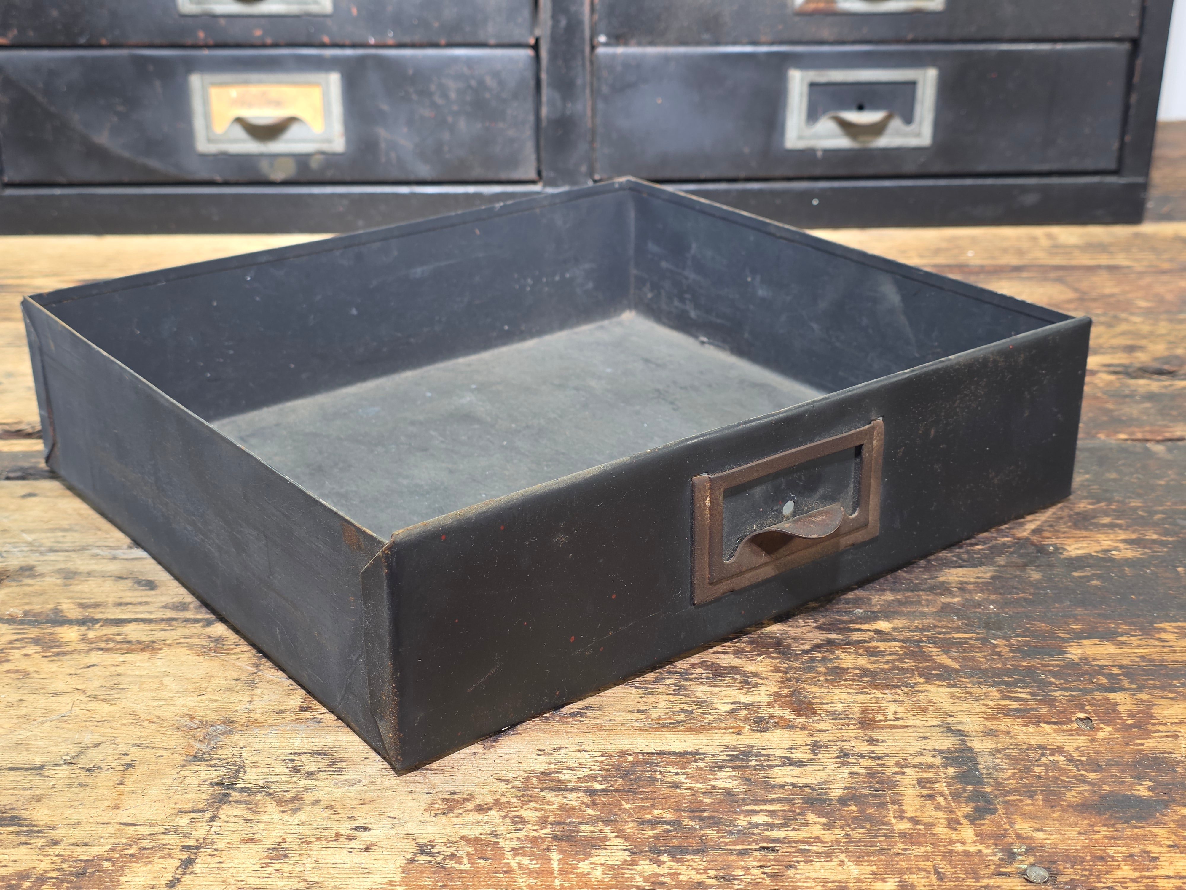 Vintage Industrial 12 Drawer Steel Cabinet Matte Black Metal Parts Storage Chest