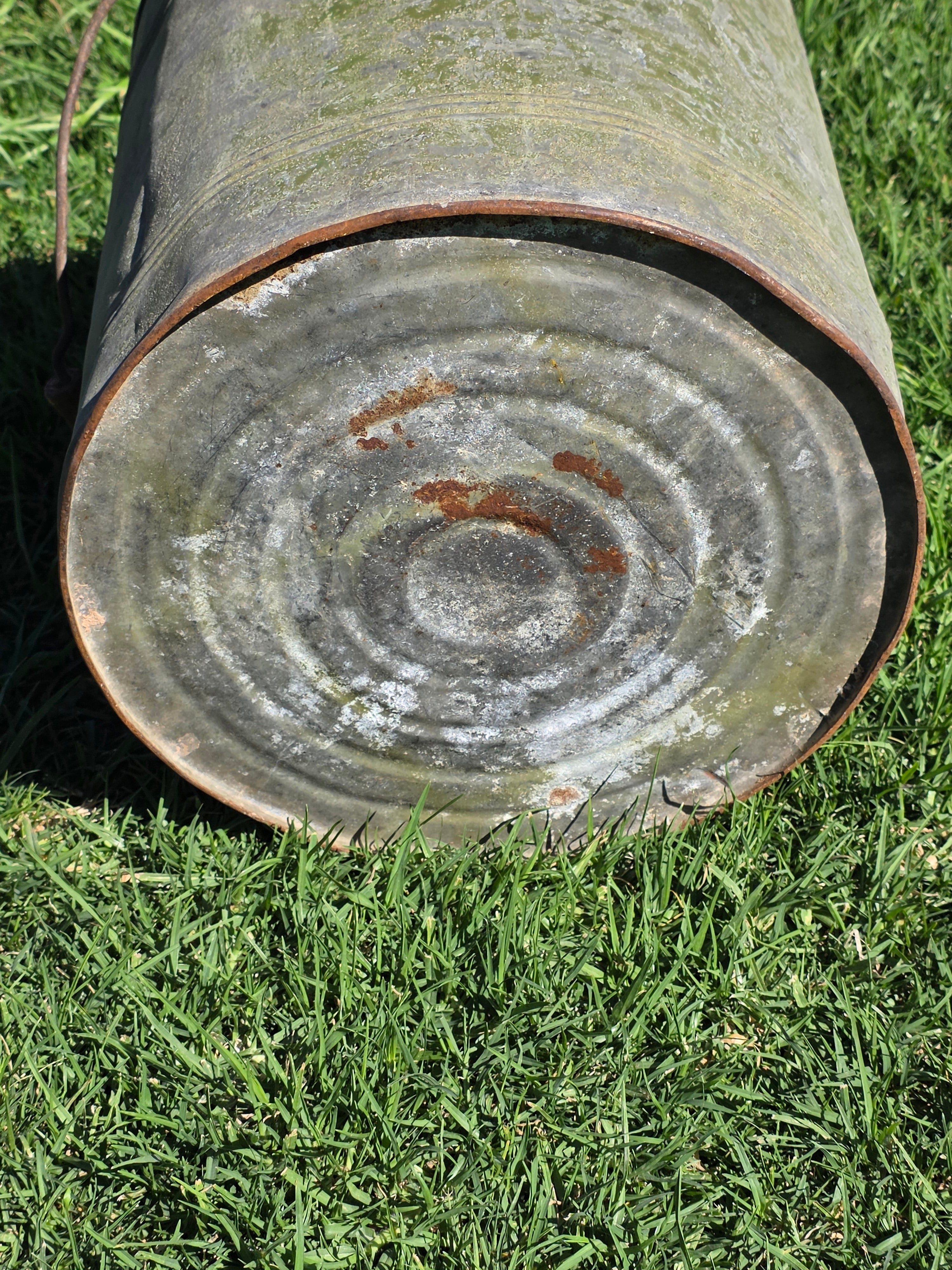 Vintage Industrial Galvanized Steel Canister Lid Heavy 11lb Smoker Planter 14"H