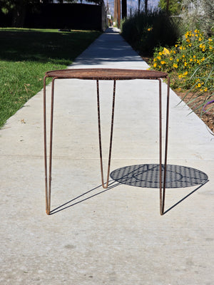 Vintage Mid Century Modern Iron Side Table 15" Mesh Plant Stand 1950s Garden
