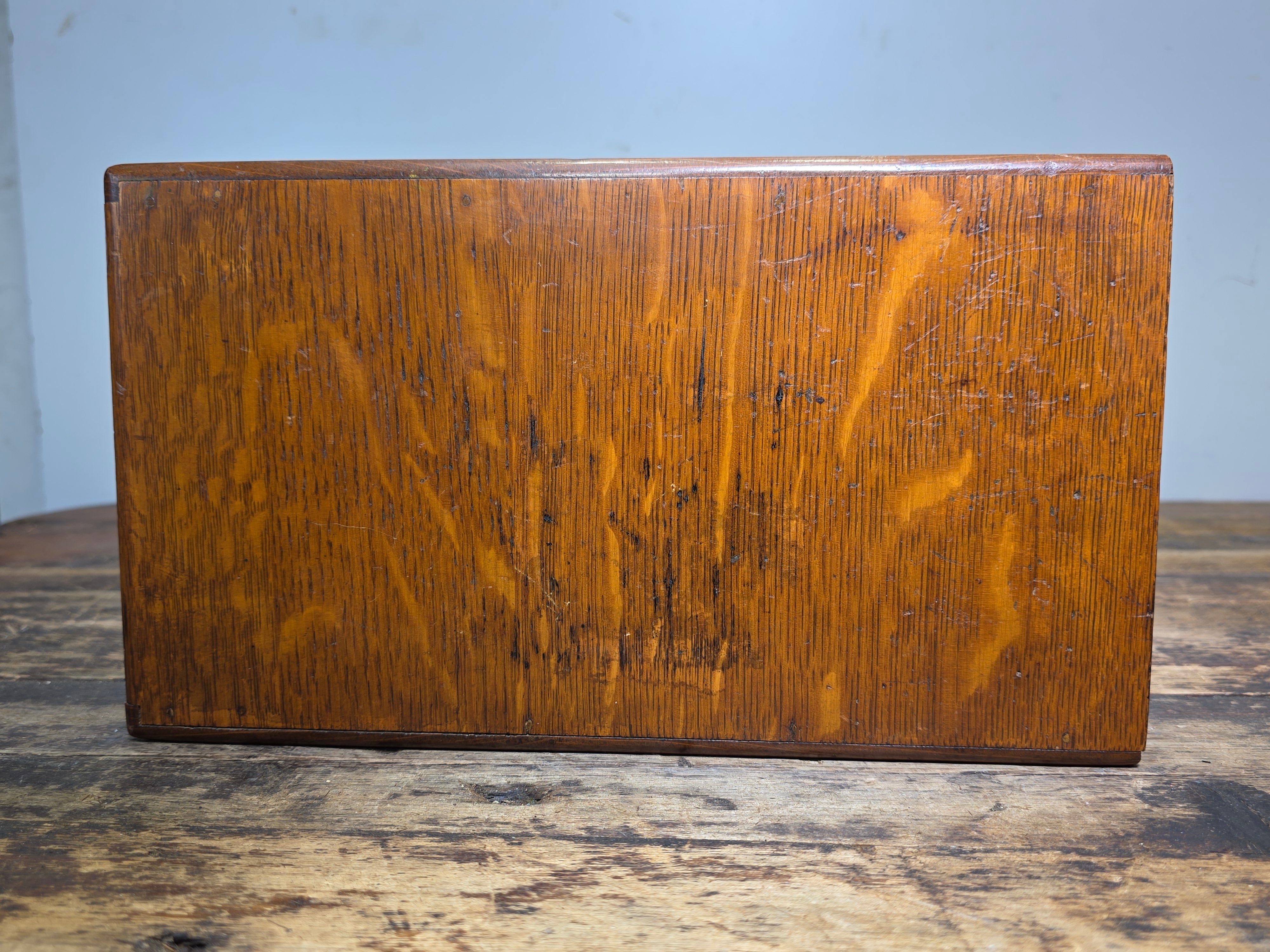 Vintage Globe Wernicke Oak Wood Index Card File Cabinet Shaw Walker A-Z Divider