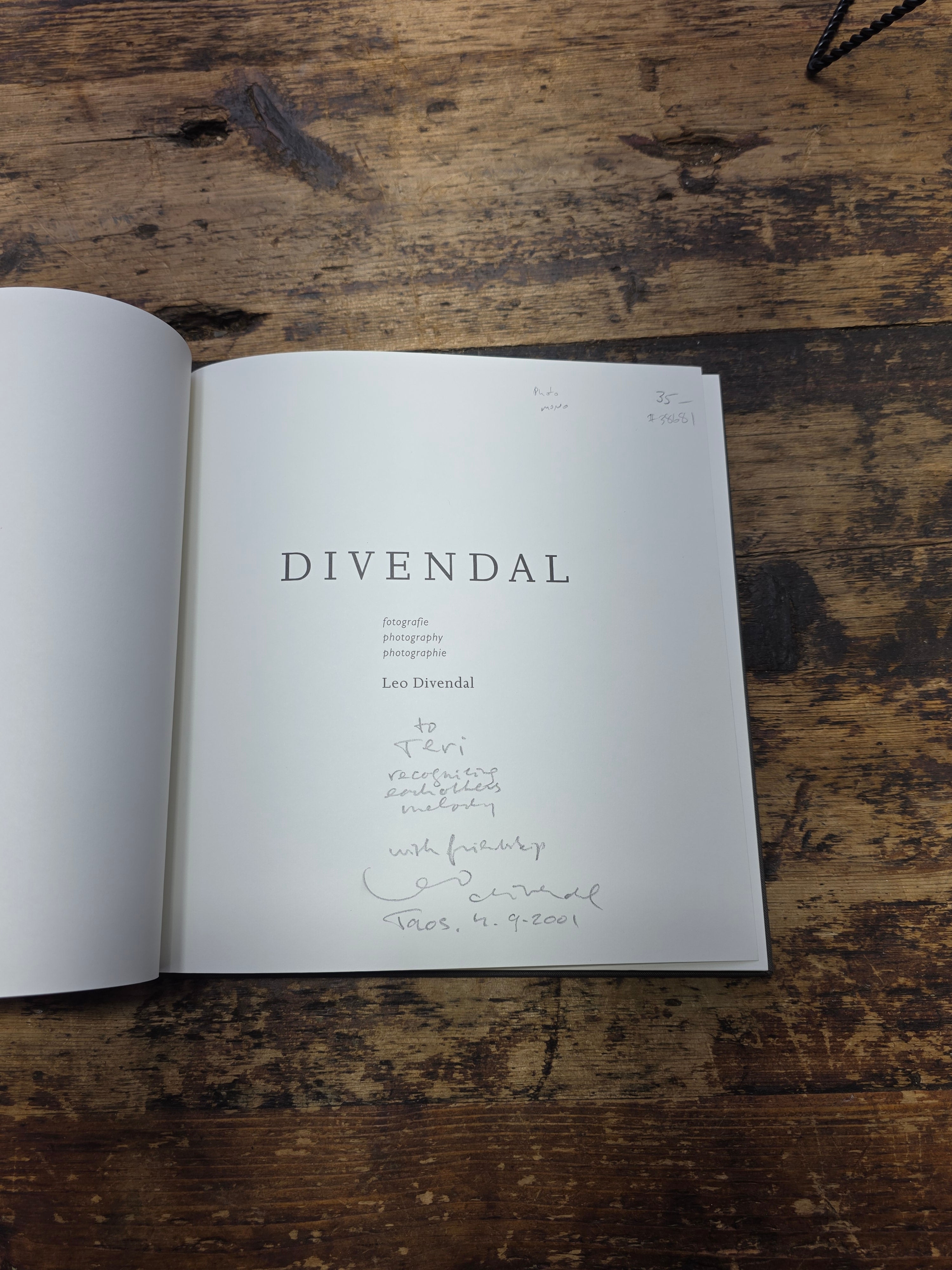 Divendal Leo Divendal 1997 Signed First Edition Hardcover Photo Book Monochrome