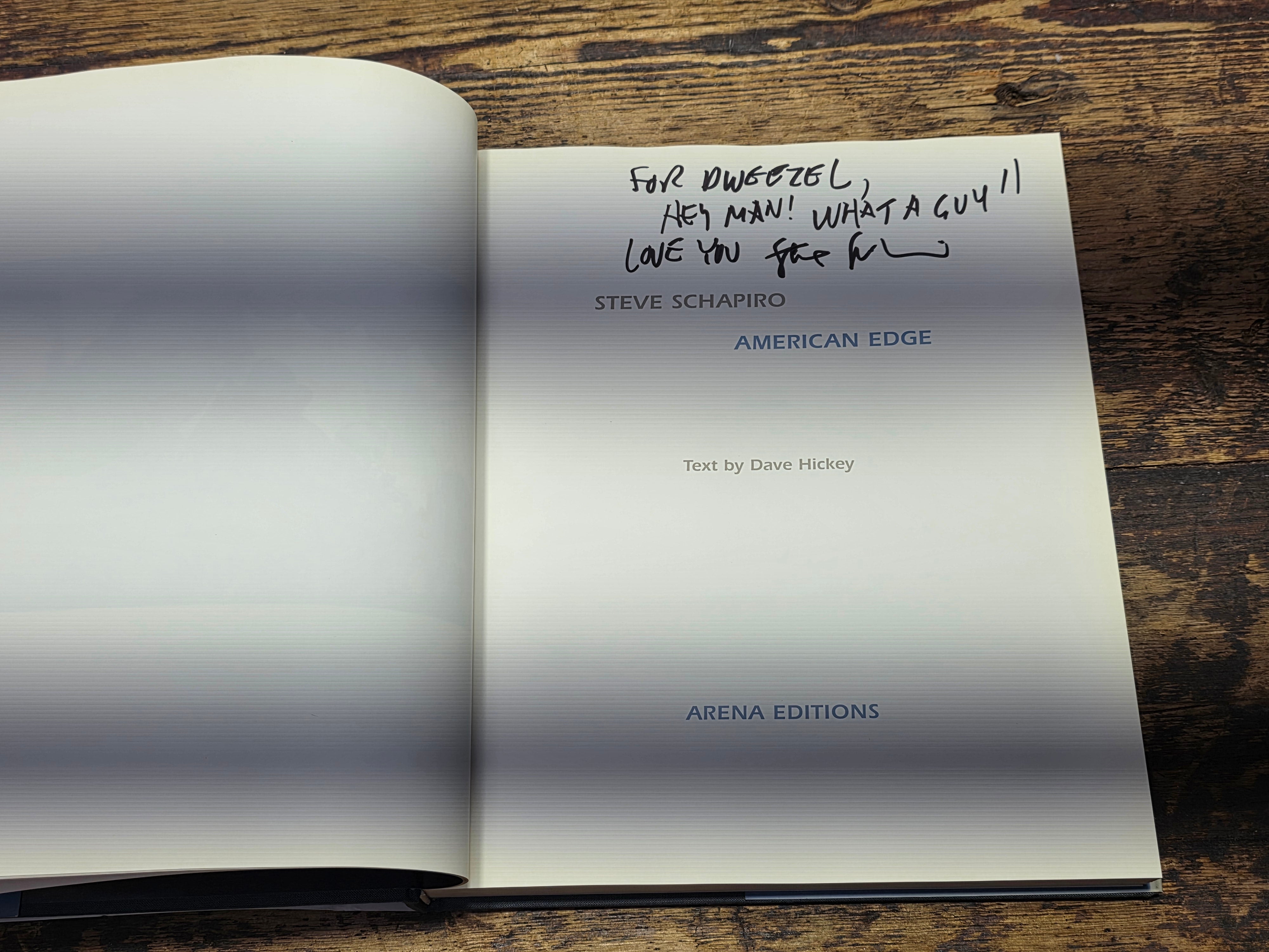 STEVE SCHAPIRO American Edge SIGNED to Dweezil Zappa 1st Ed 2000 Photography