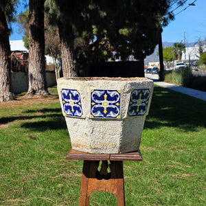 Talavera Style Ceramic Tile Concrete Planter Octagon Pot Spanish Revival 41lb