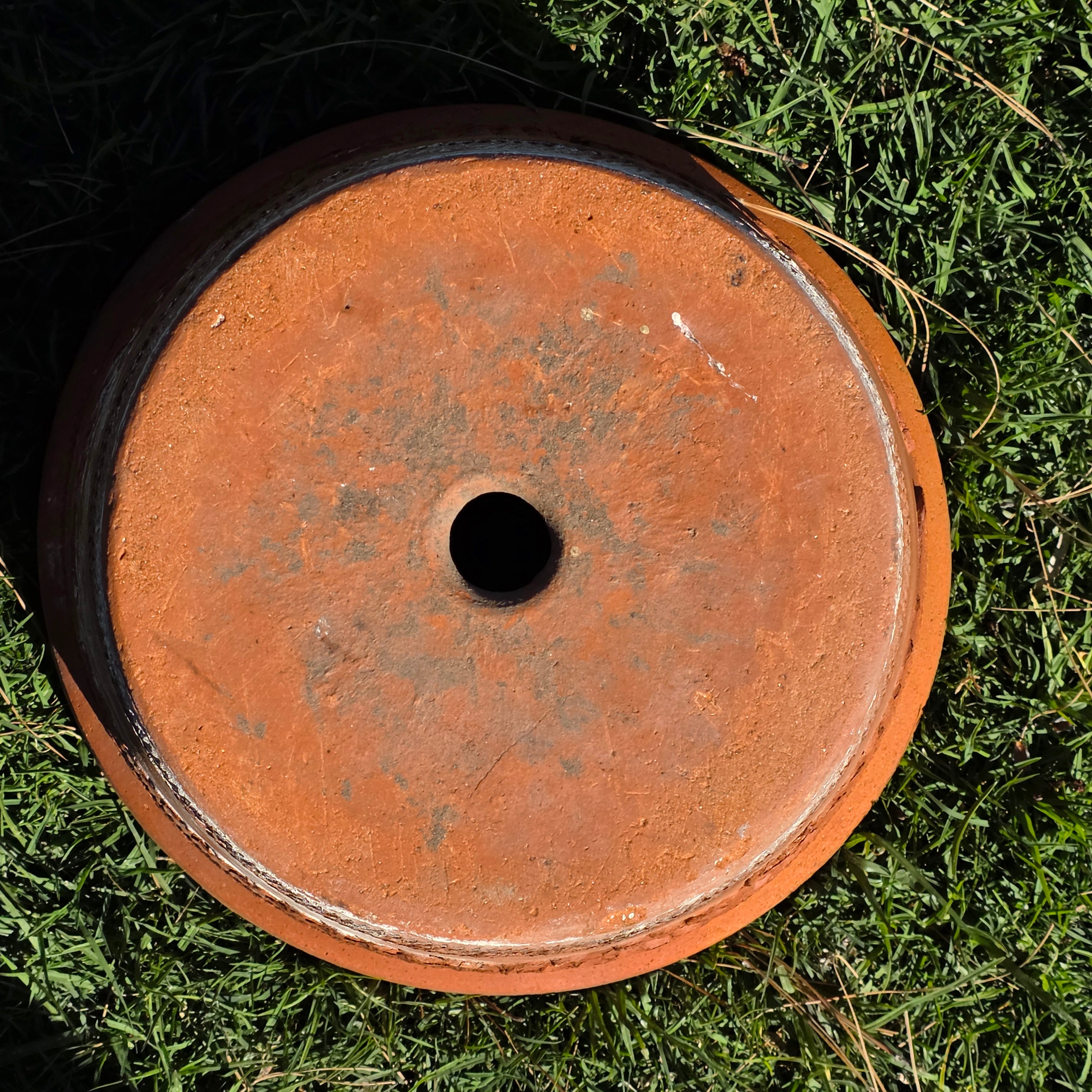 Vintage Mexican Terracotta Planter Large 15" Boho Sun Flower Relief Garden Pot