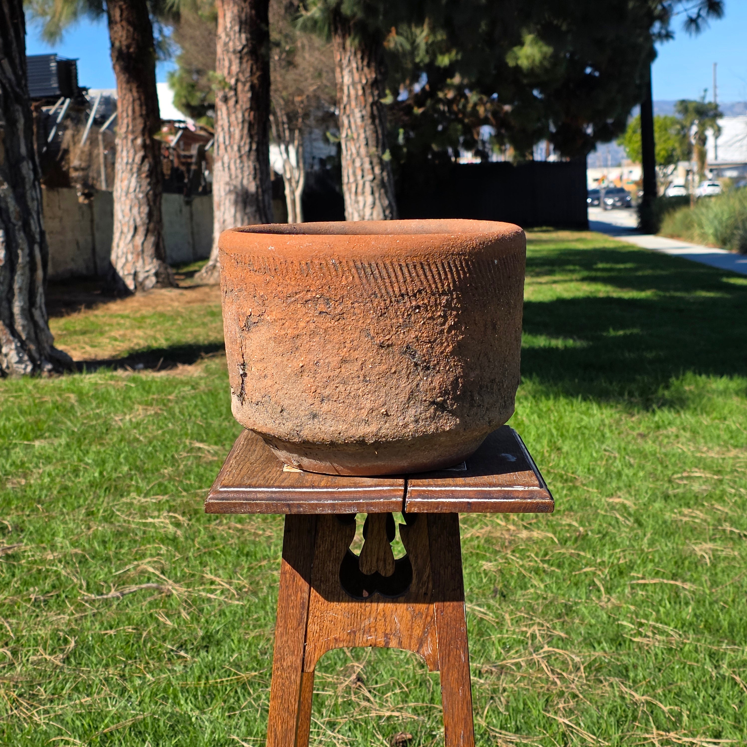 Vintage Mexican Terracotta Planter Rustic Wabi Sabi Primitive Clay Garden Pot10"