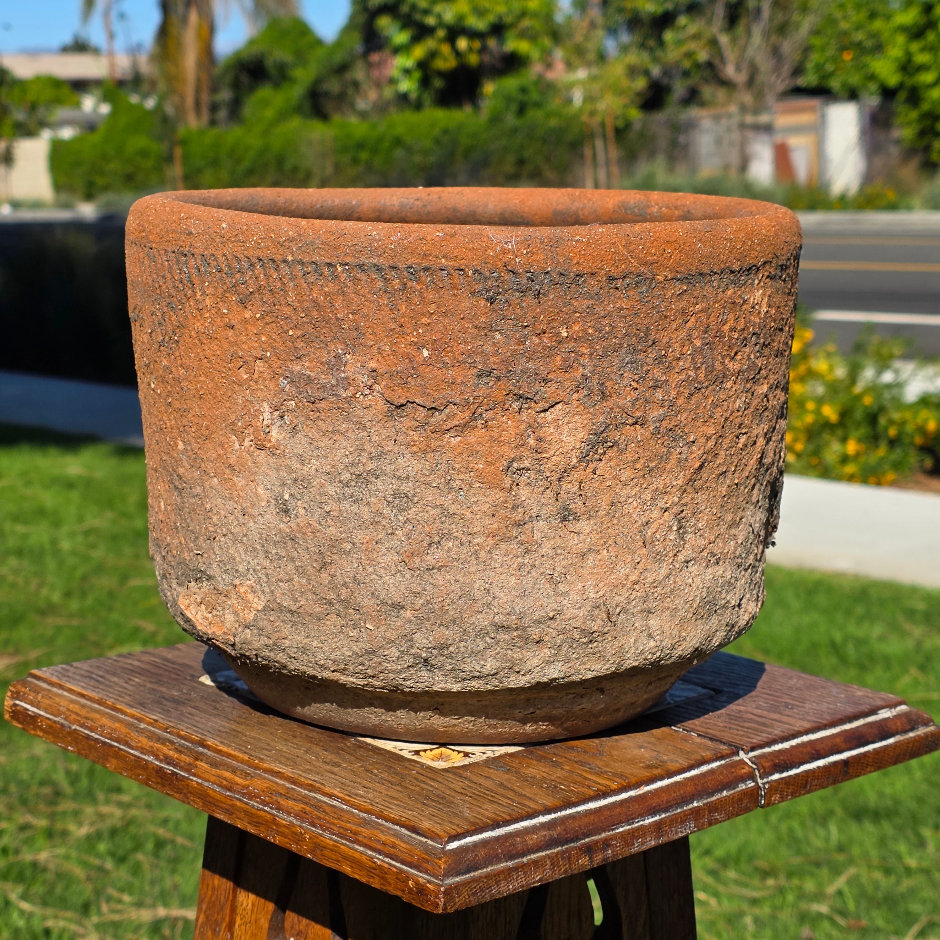 Vintage Mexican Terracotta Planter Rustic Wabi Sabi Primitive Clay Garden Pot10"