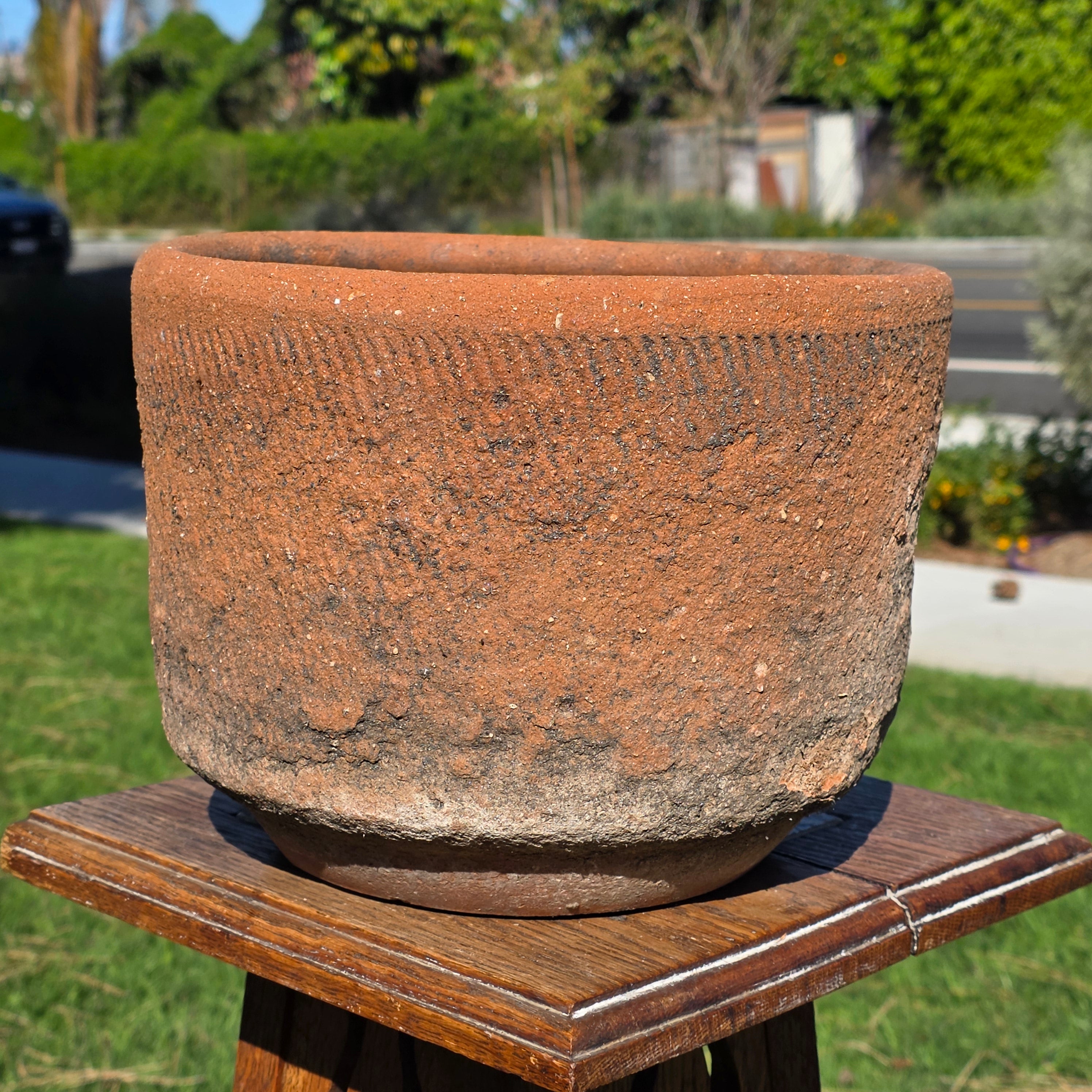 Vintage Mexican Terracotta Planter Rustic Wabi Sabi Primitive Clay Garden Pot10"